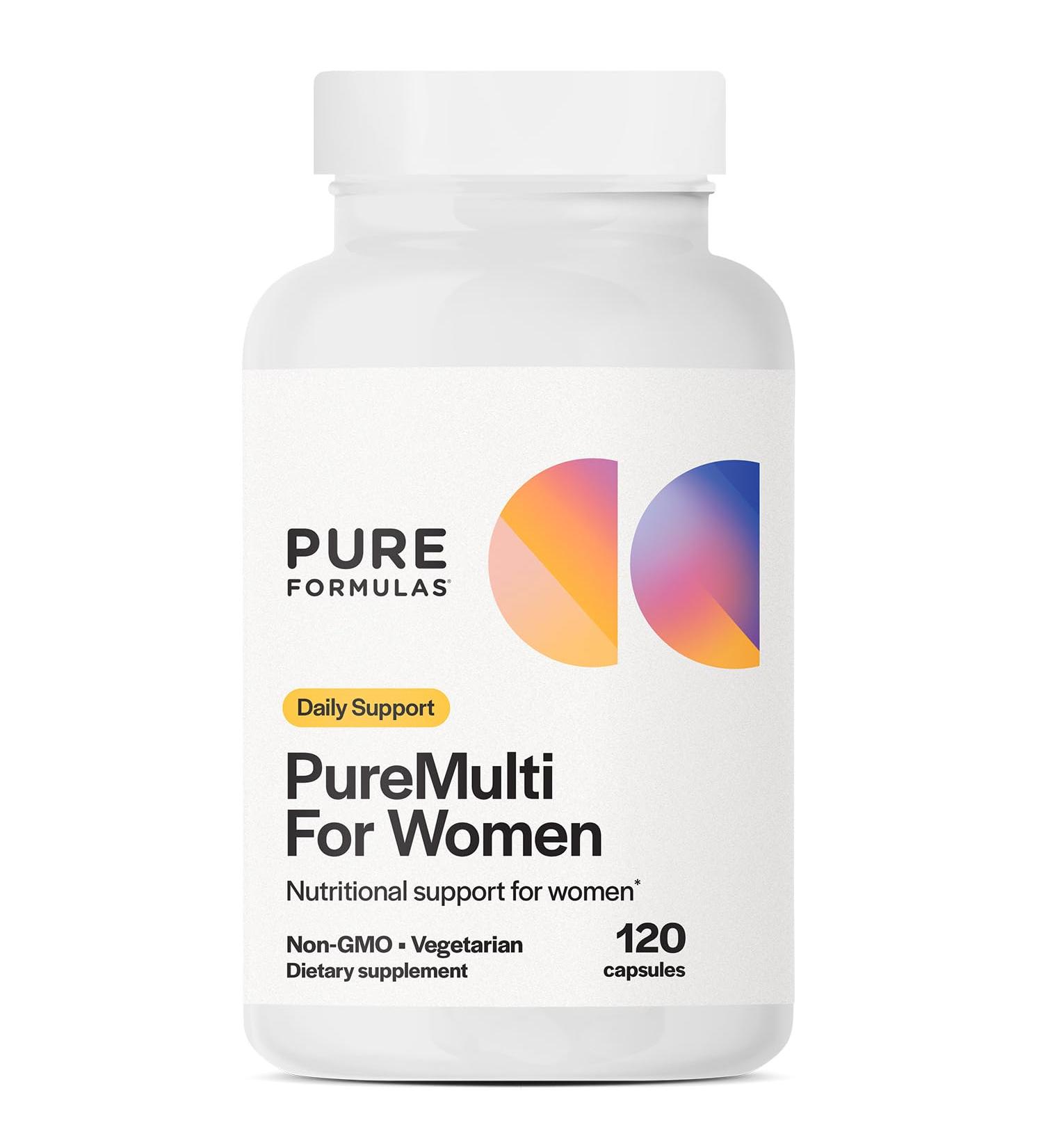 PureFormulas PureMulti for Women - Comprehensive Multivitamin for Women with Essential Nutrients and Herbal Support Womens Daily Multivitamins for Nutritional Support Non-GMO - 120 Capsules - Buy Online on GoSupps.com