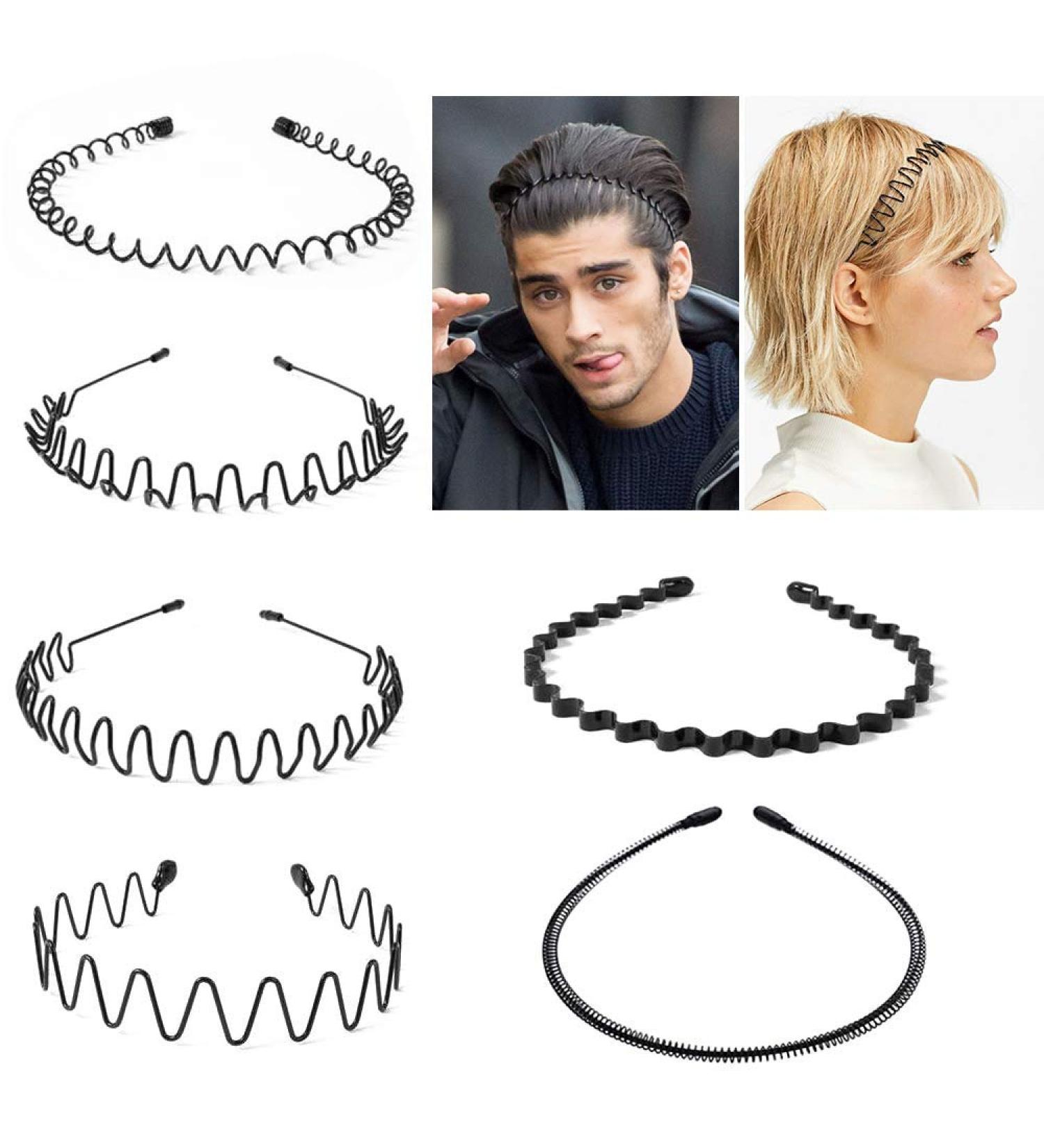 Sporgo Metal Hair Band Set - 6 Black Wave Slide-Resistant Headbands for Men & Women | Elastic Hair Accessories for Sports & Yoga - Buy Online on GoSupps.com