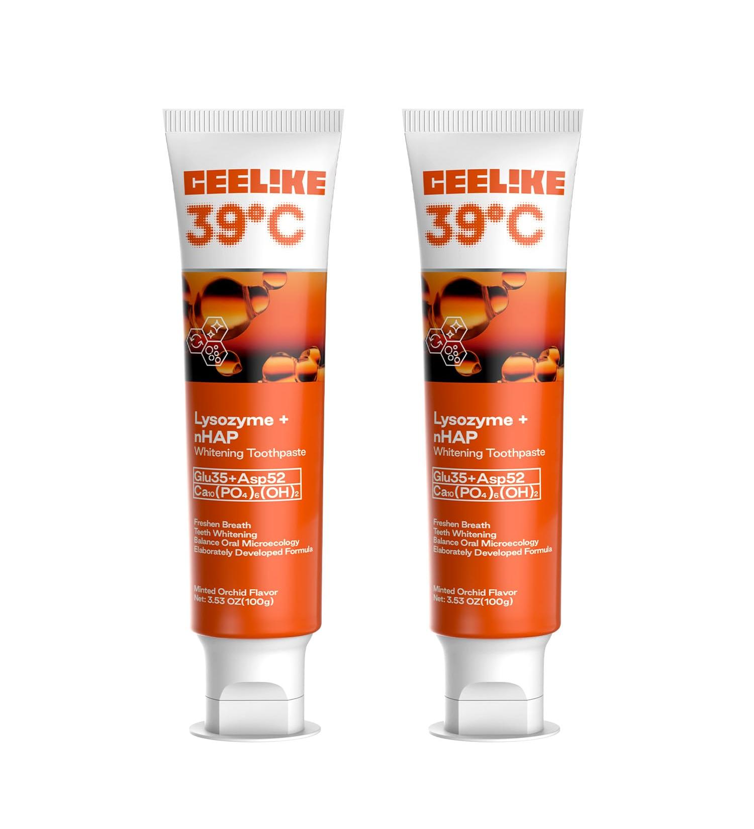 CEELIKE 39C Lysozyme Whitening Toothpaste Innovative Enzyme Formula for Gentle Whitening Long-Lasting Fresh Breath & Complete Oral Care 100g (2) - Buy Online on GoSupps.com