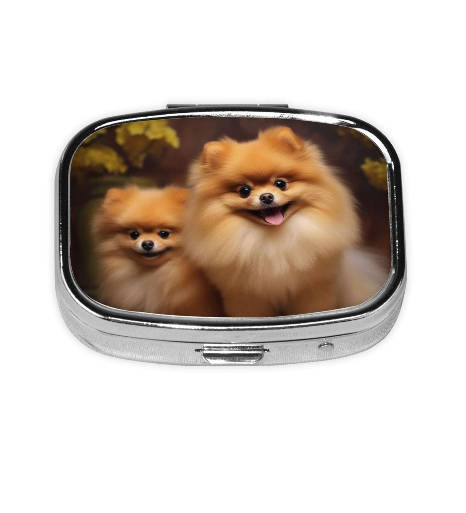 Yellow Pomeranian Pill Case - Cute 2 Compartment Travel Organizer for Pocket & Purse | Perfect Gift - Buy Online on GoSupps.com