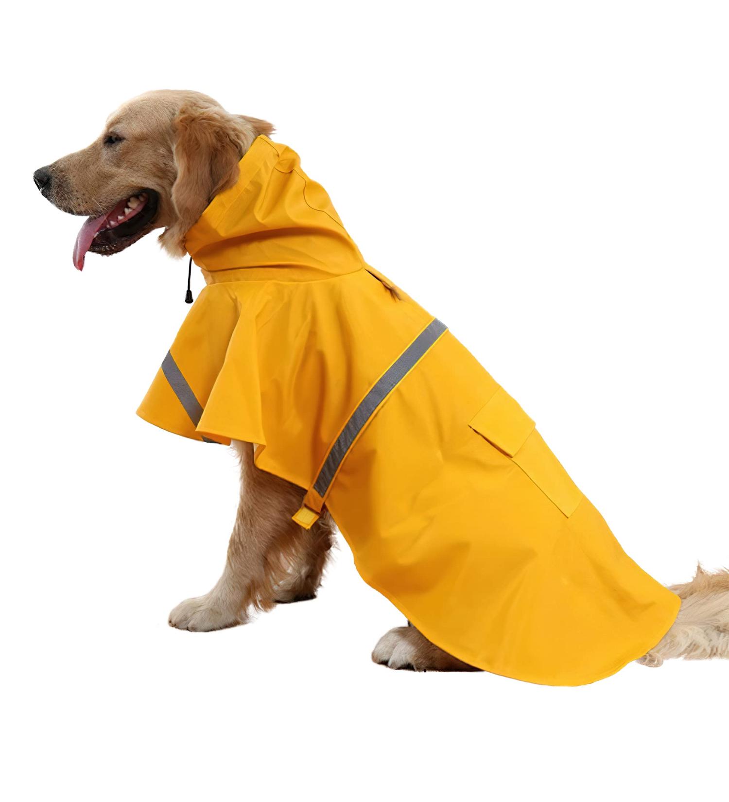 NACOCO X-Large Dog Raincoat - Adjustable Waterproof Pet Jacket in Yellow with Reflective Strips - Buy Online on GoSupps.com
