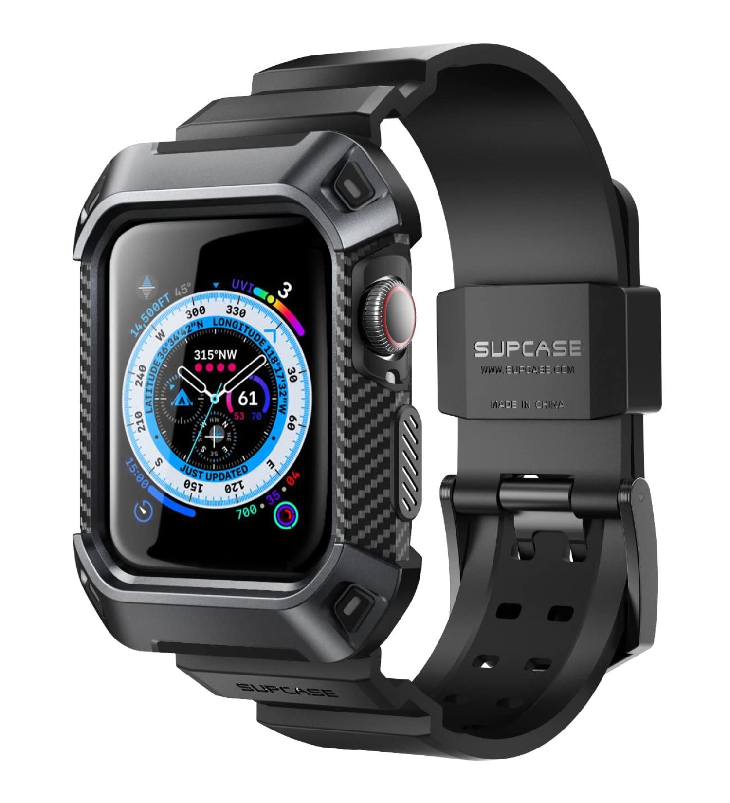 Supcase Unicorn Beetle Pro Apple Watch Series 8/7/6/SE/5/4 45/44mm Case & Band - Rugged Black Protective Strap - Buy Online on GoSupps.com