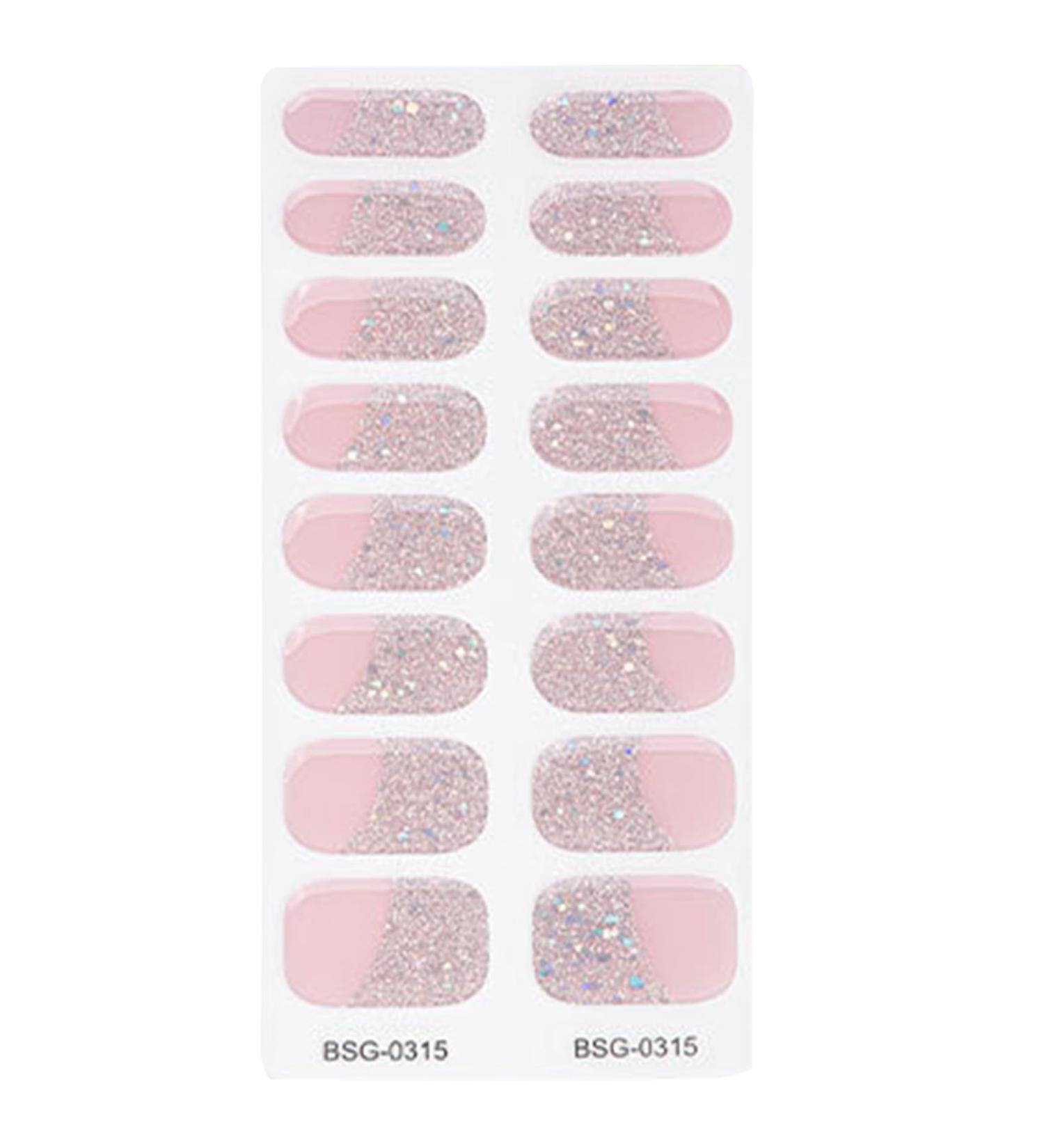 Semi Cured Gel Nail Polish Strips Adhesive Gel Nail Art Stickers Lasting Glitter Gel Nail Wraps Sticker with Nail File Semi Cured Gel Nail Stickers for Toes White with Uv Light Bsg0315 - Buy Online on GoSupps.com