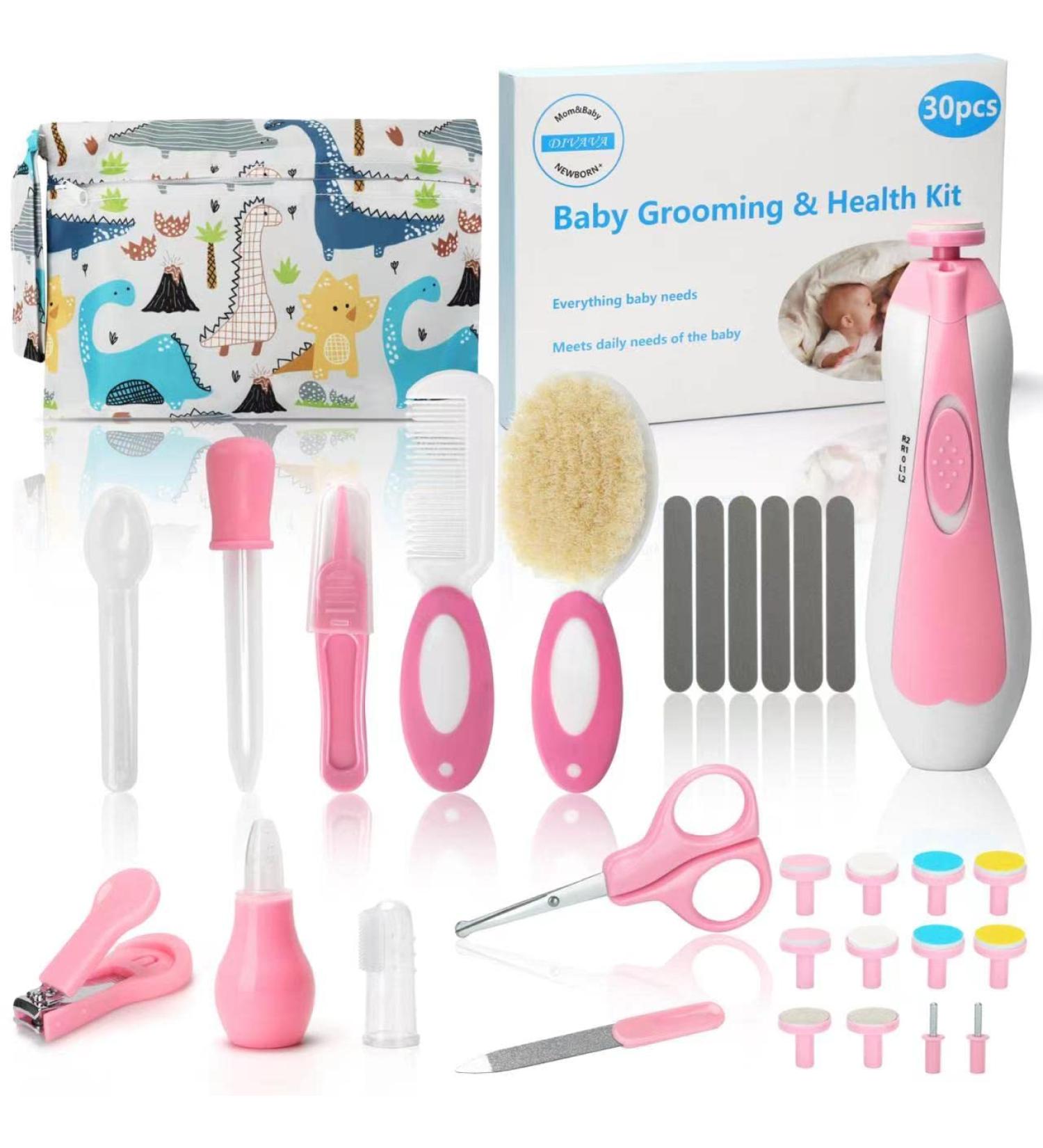 30 in 1 Baby Grooming Kit & Electric Nail Trimmer Set - Pink | Divava Baby Healthcare & Safety Essentials - Hair Brush, Comb for Newborns & Toddlers - Buy Online on GoSupps.com