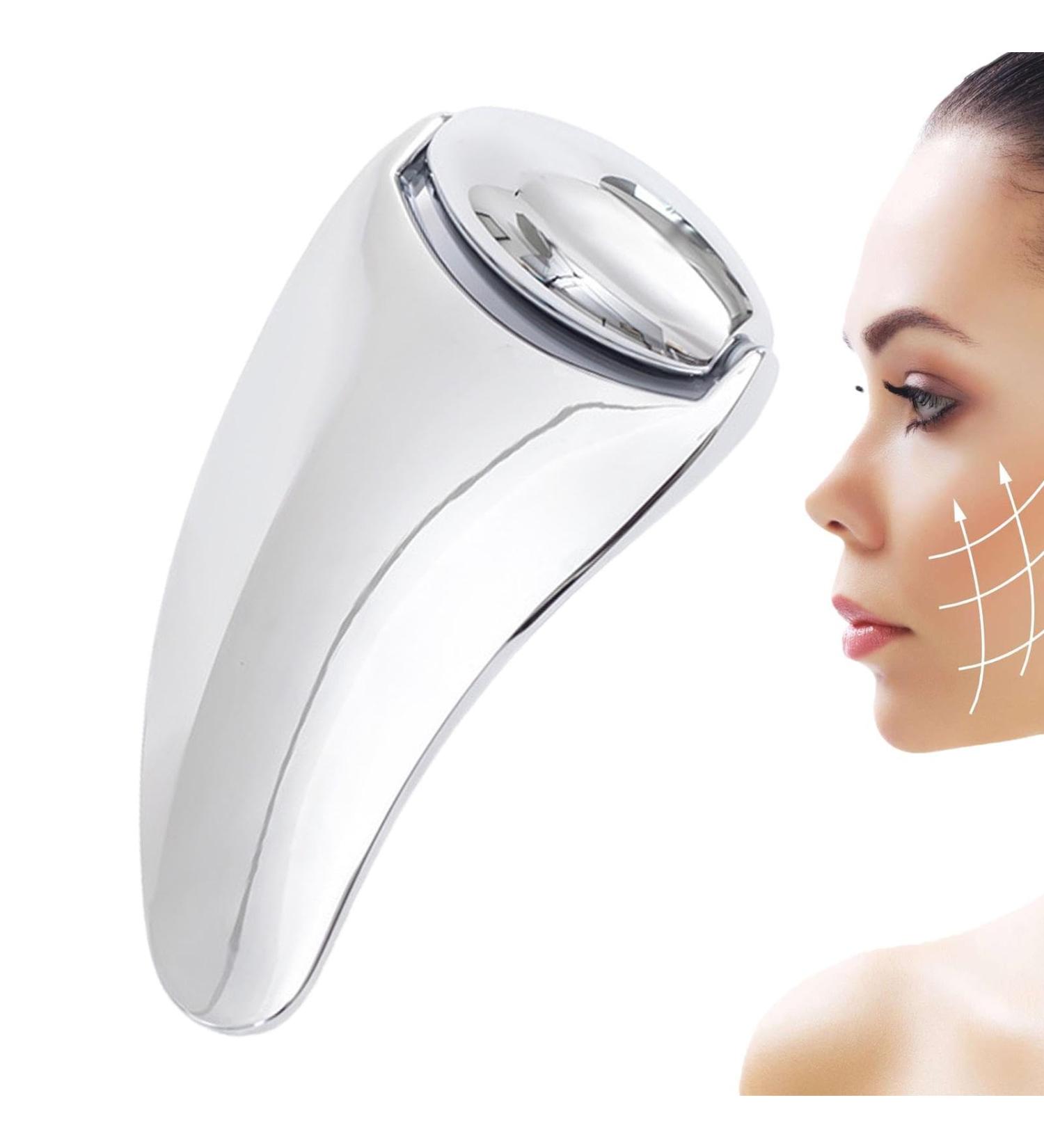 Guasha Roller For Face | Metal Sha Facial Tools | Face Roller For Women Beauty Tool For Cheekbones Neck Chin Eyes Forehead Nose Silver Scraping Board + Silver Roller - Buy Online on GoSupps.com