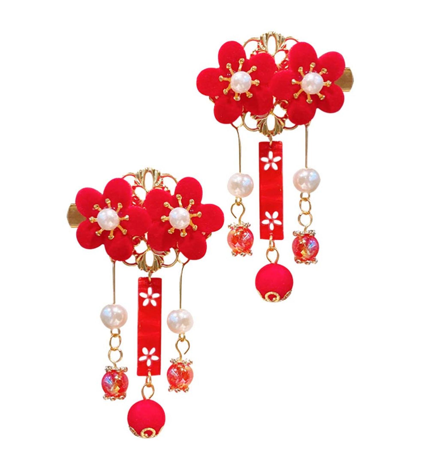 Lurrose Hanfu Headwear Cosplay Girl Chinese Flower Dangling Bead Hair Pin Tassel Hairpin Jewelry Vintage Hair Clip for Kimono Yukata Bride Geisha Antiquity 1 Pair - Buy Online on GoSupps.com