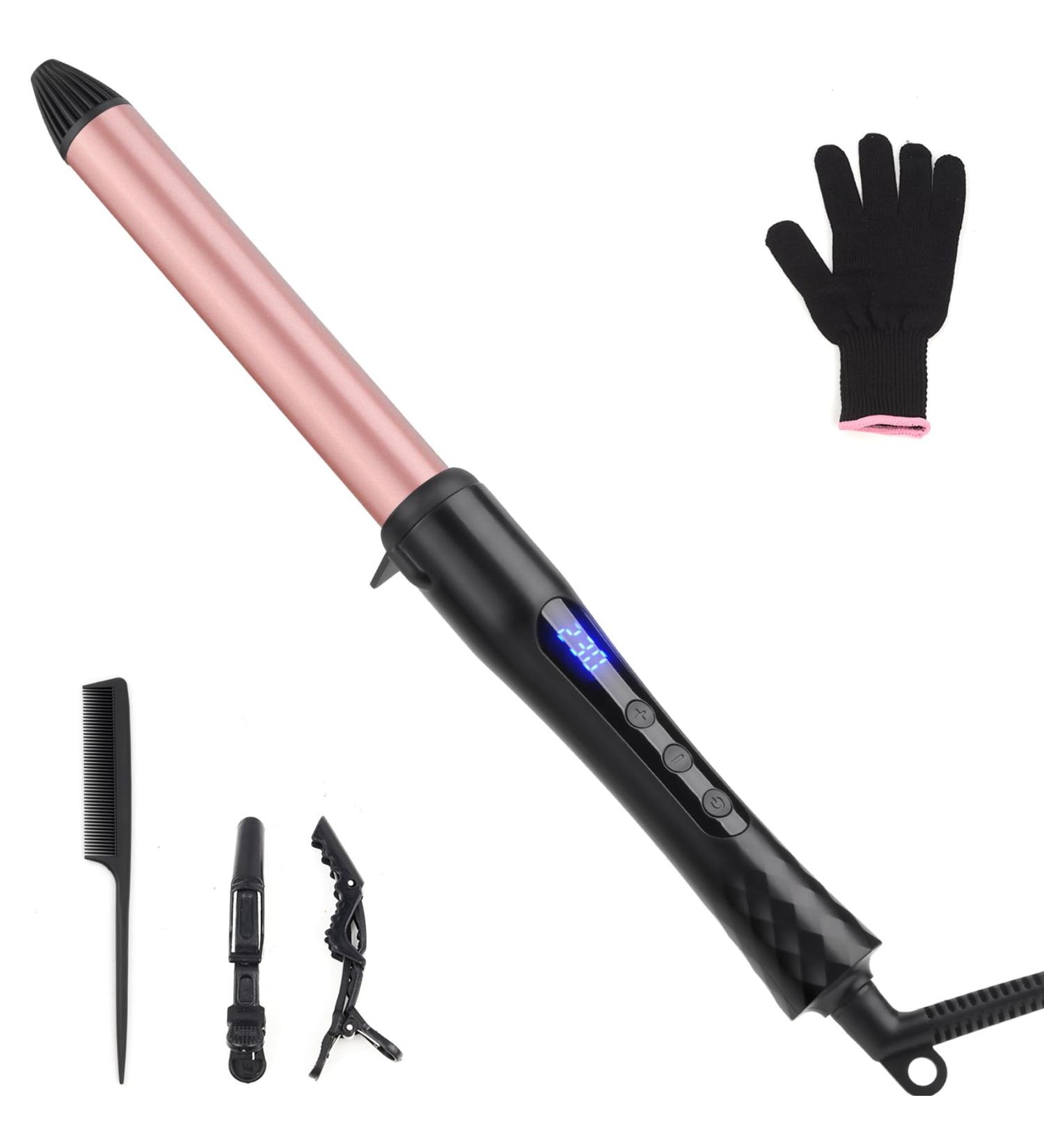 25mm Ceramic Curling Wand - Professional Adjustable Temperature Hair Curler for Long & Medium Hair - Dual Voltage & Glove Included - Buy Online on GoSupps.com