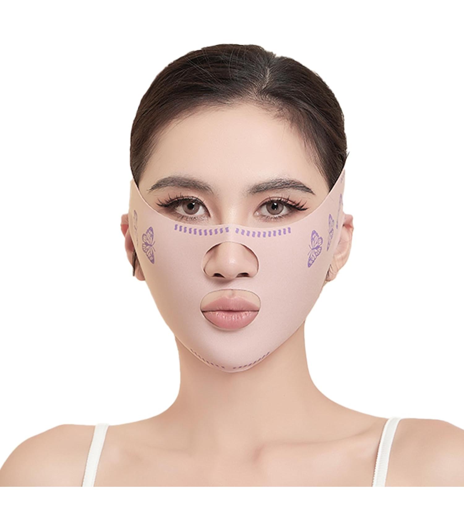 Double Chin Reducer Eliminator V Line Lifting Mask Chin Strap for Double Chin Face Slimming V Shaped Belt Reusable Facial Slimmer Shaper Jaw Exerciser for Women - (Butterfly Design Two Wearing Mode) - Buy Online on GoSupps.com