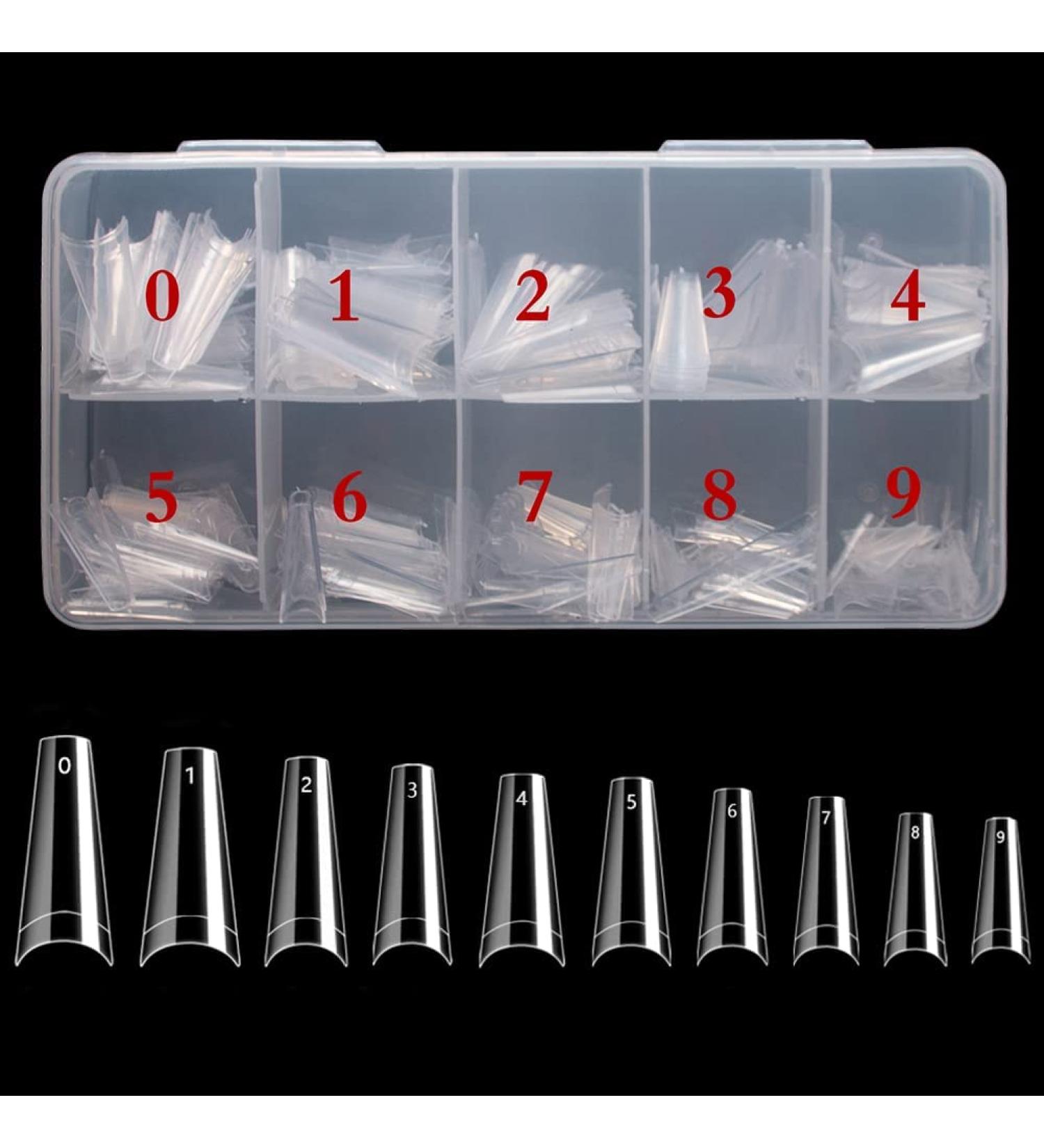 500PCS Clear Half Cover Coffin Acrylic Nail Tips - Ballerina Shape, 10 Sizes | Nail Art Salons & Home DIY - Buy Online on GoSupps.com