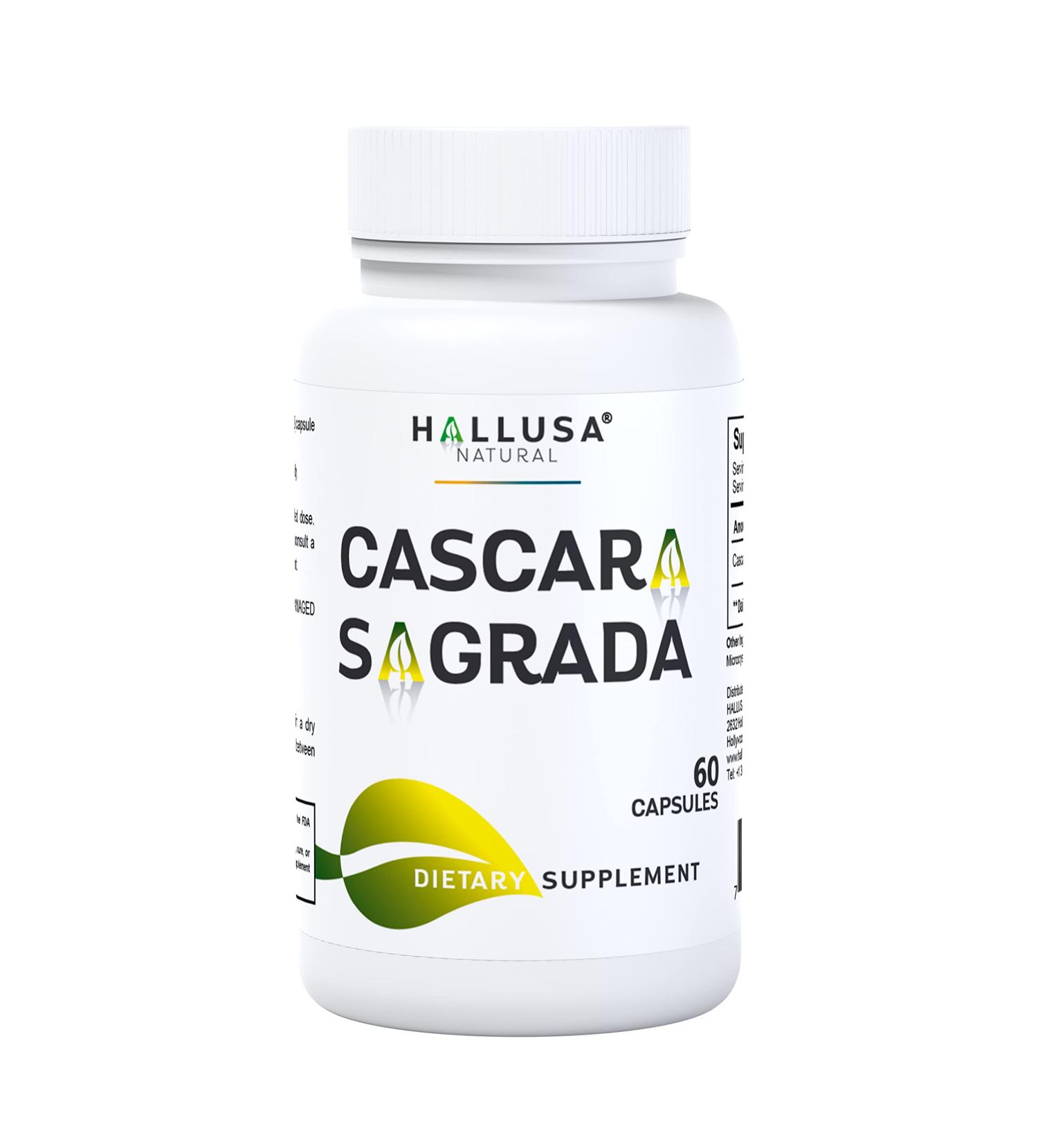 Hallusa Natural Cascara Sagrada Capsules - Gastrointestinal Tract Support for Digestive Health - 30 Day Supply - Buy Online on GoSupps.com