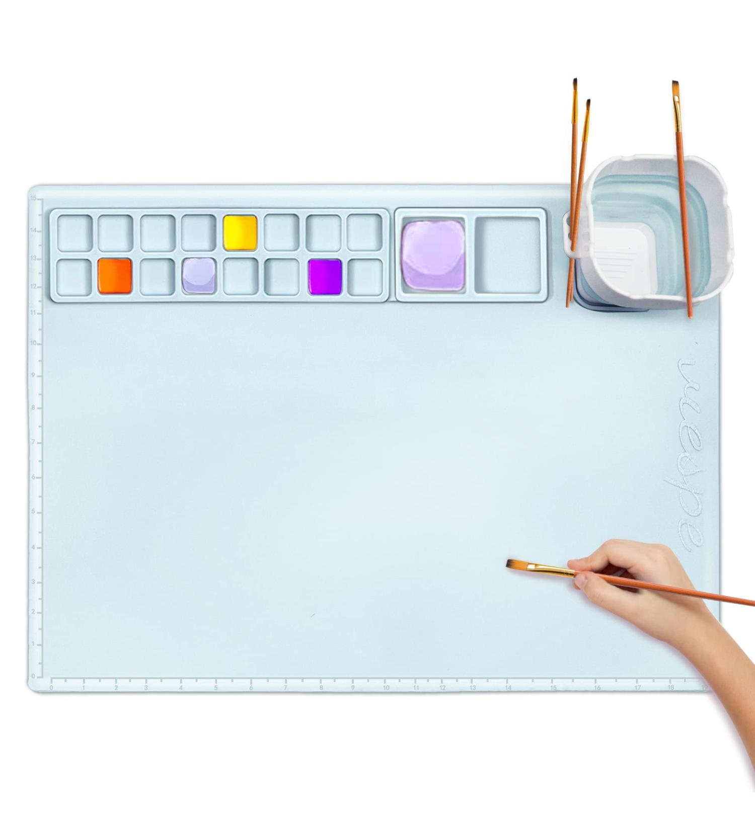 Creator Silicone Craft Mat 20x16 for Resin, Painting, Art - Non-Stick Silicone Sheet for Clay & Play Doh - Includes Cleaning Cup (Blue) - Buy Online on GoSupps.com