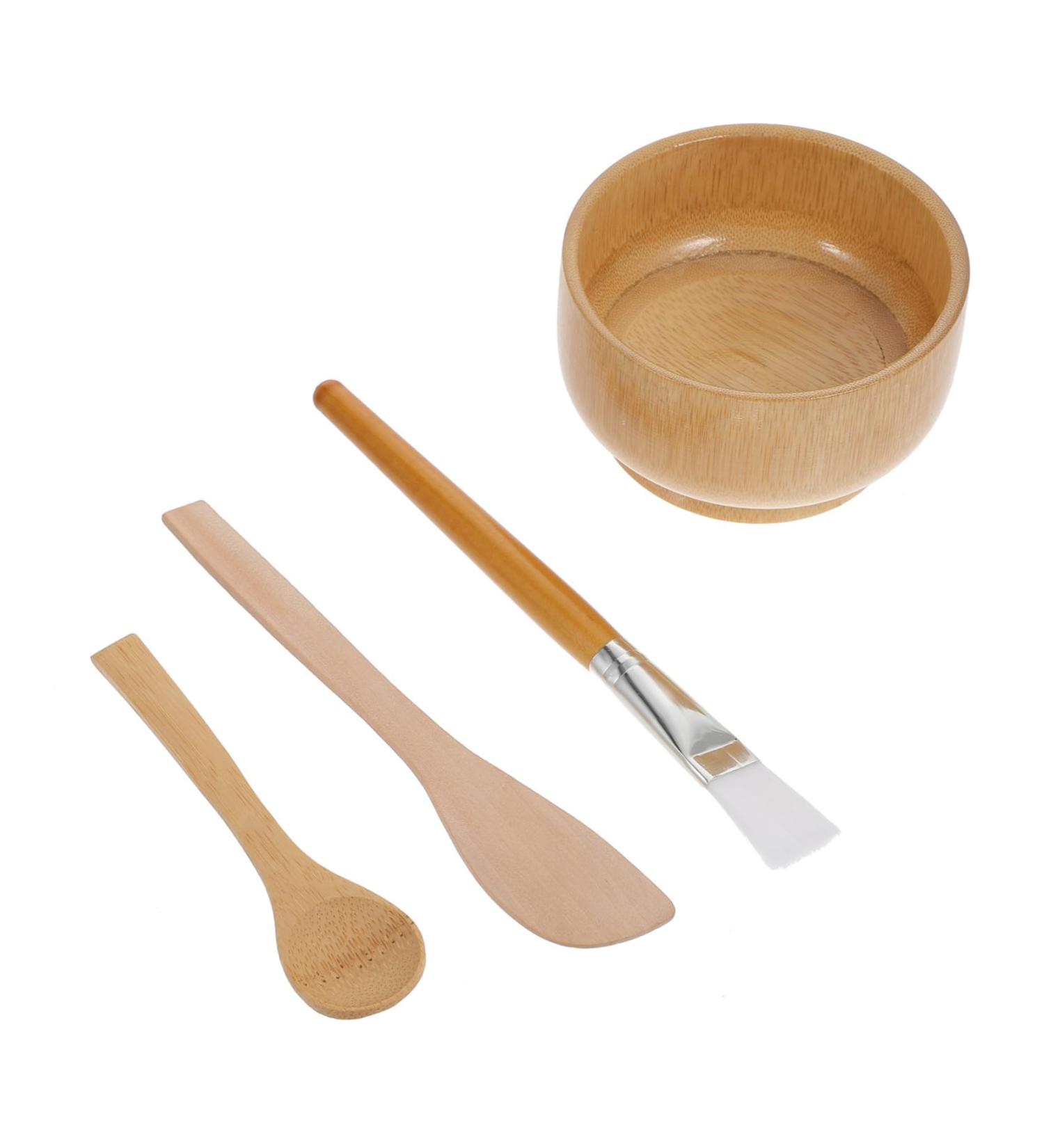 Beavorty 1 Set four piece facial bowl facemasks applicator Homemade Facemask Mixing Tools lotion applicator mixology kit Bowl Brush wooden cream bowl Miss the - Buy Online on GoSupps.com