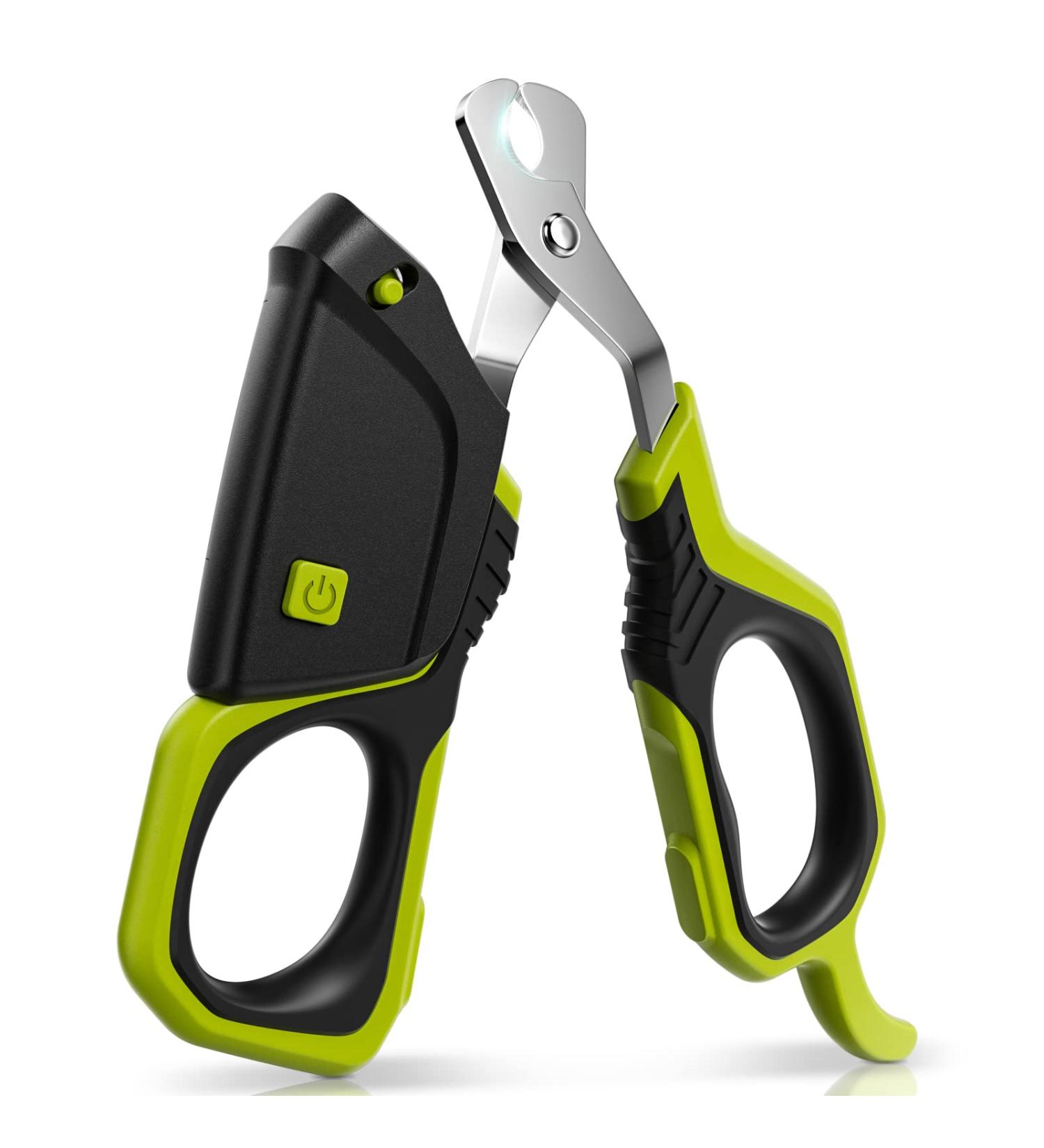 Professional Pet Nail Trimmer with LED Light for Cats, Small Dogs, and Small Animals - Black/Green Stainless Steel Clippers - Buy Online on GoSupps.com