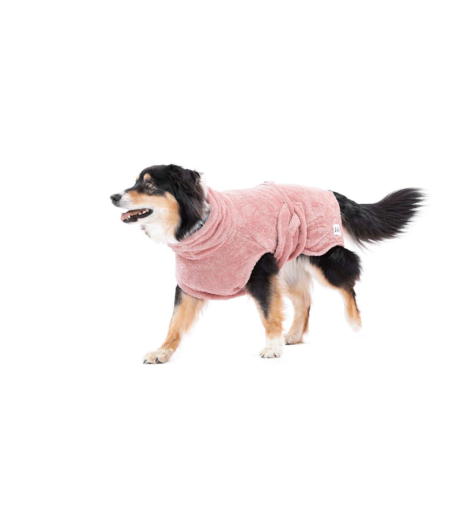 100% Organic Cotton Dog Bathrobe - Lills Extra Absorbent Wadder for Dogs | Pink S (50 cm Back Length) - Buy Online on GoSupps.com