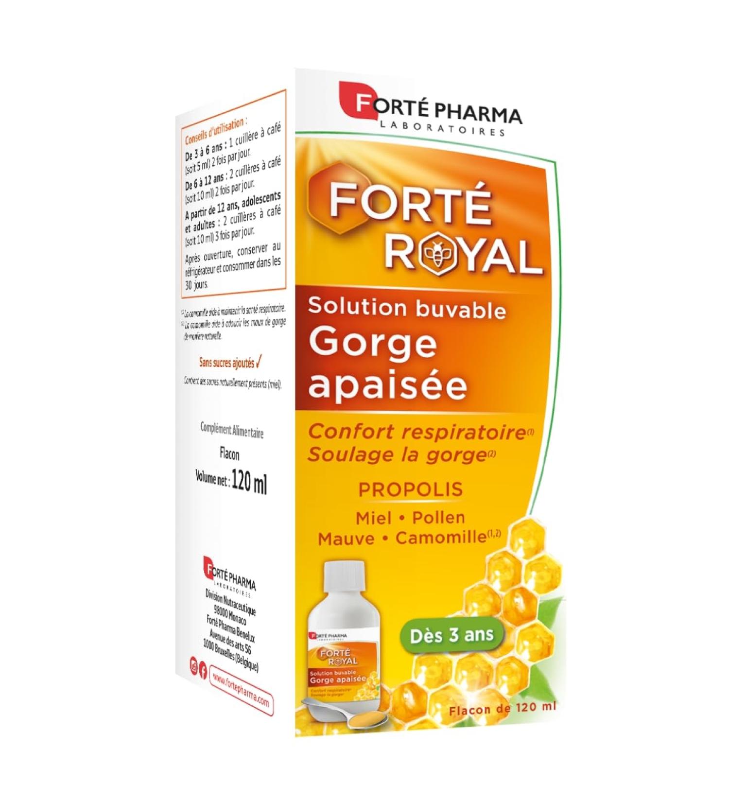 Fort Pharma - Fort Royal Soothing Throat Syrup - Dry and Oily Cough Syrup - Adults and Children from 3 years - Delicious Caramel Taste | Sore Throat - Propolis Honey | Drinking Syrup 120ml - Buy Online on GoSupps.com