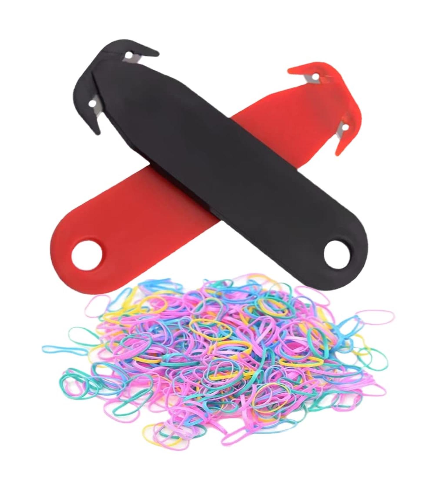 Elastic Hair Tie Cutter for Kids - 2 Pcs Hair Rubber Band Remover Tool for Toddler Girls + 50 Pcs Colorful Mini Clear Hair Ties - Buy Online on GoSupps.com