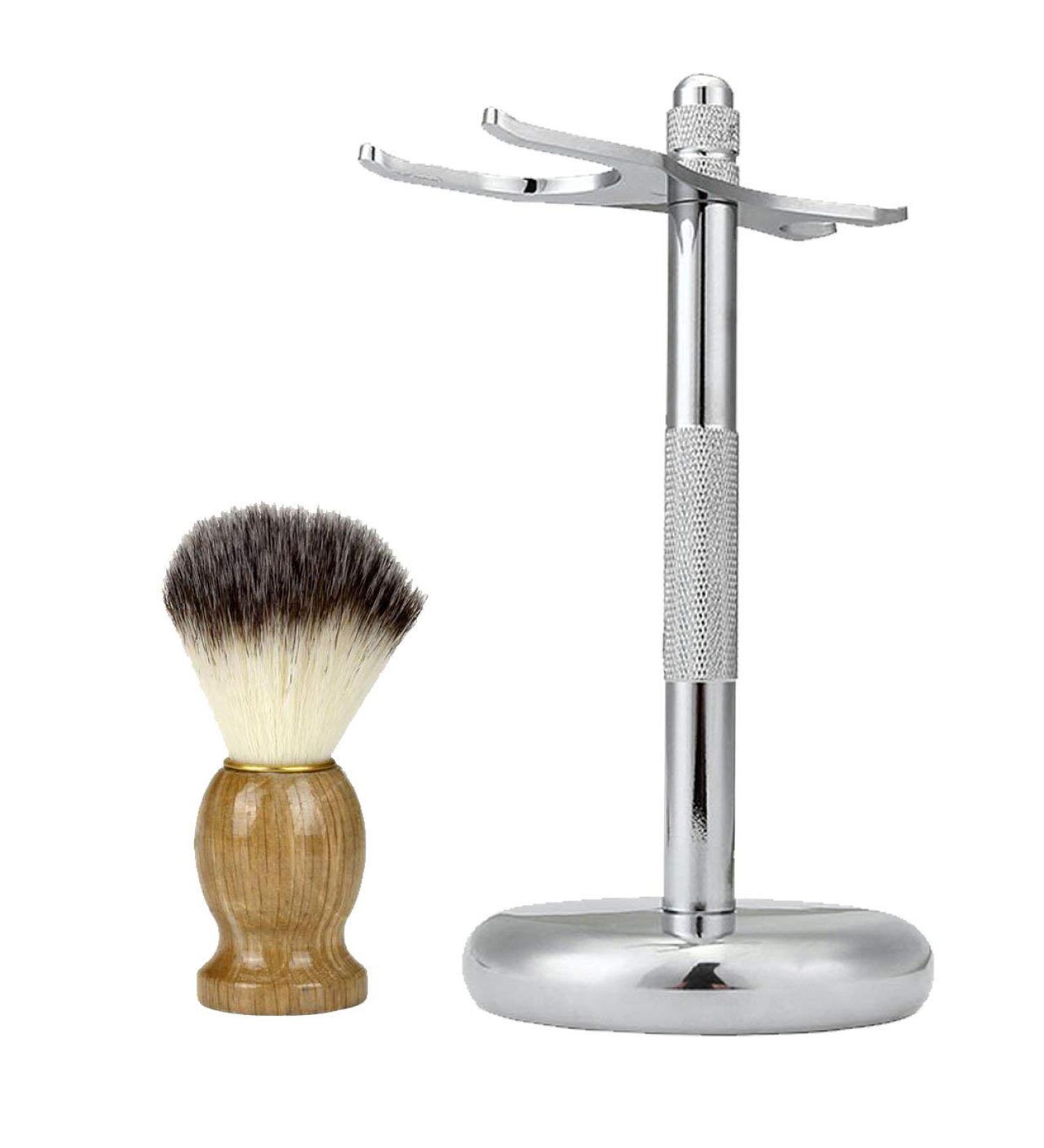 Premium Badger Hair Shaving Brush Set with Stainless Steel Beard Stand | Professional Grooming Essentials - Buy Online on GoSupps.com