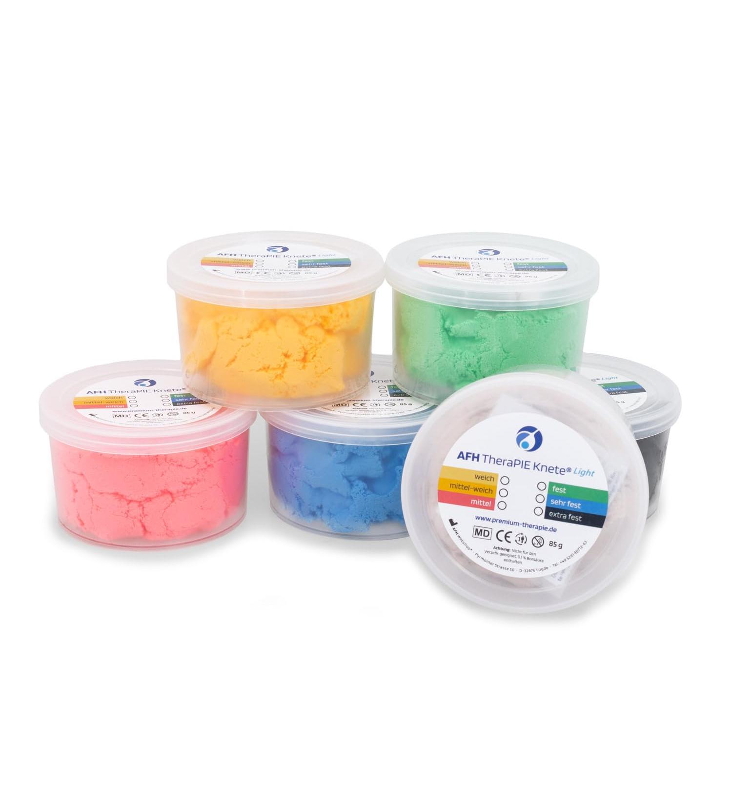 AFH TheraPIE Knete Light | 85g | 6-Pack | Soft to Extra Firm Therapy Clay for Hand Therapy & Modeling - Buy Online on GoSupps.com