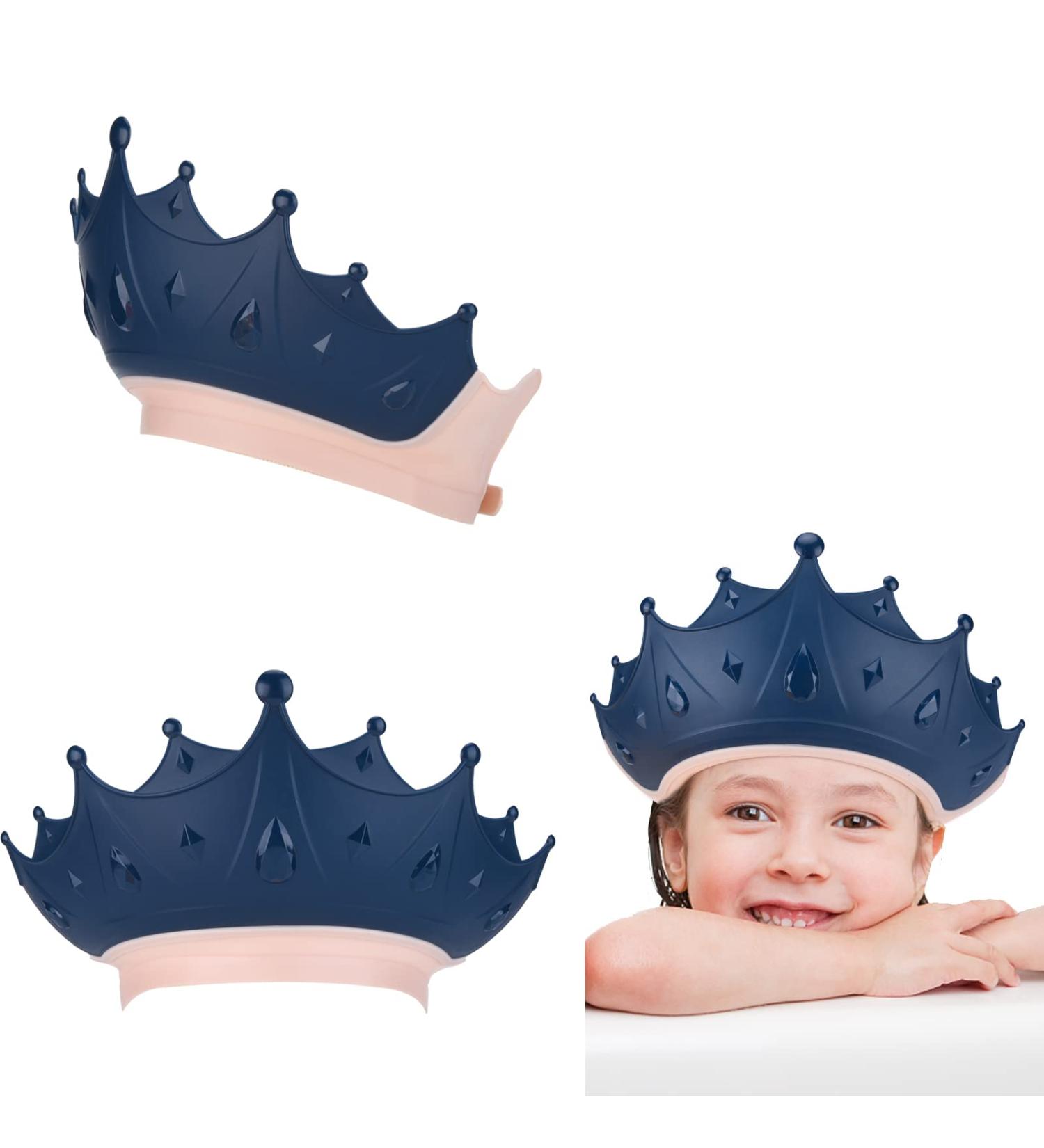 RosewineC Crown Shape Baby Shower Cap - Adjustable Eye and Ear Protection for Kids (Blue) - Buy Online on GoSupps.com