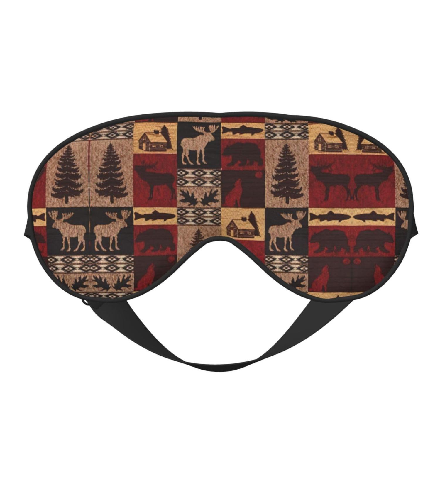 Lodge Bear Deer Fish Print Unisex Eye Mask | Soft Comfort Sleep Shade for Travel Yoga & Shift Work - Buy Online on GoSupps.com
