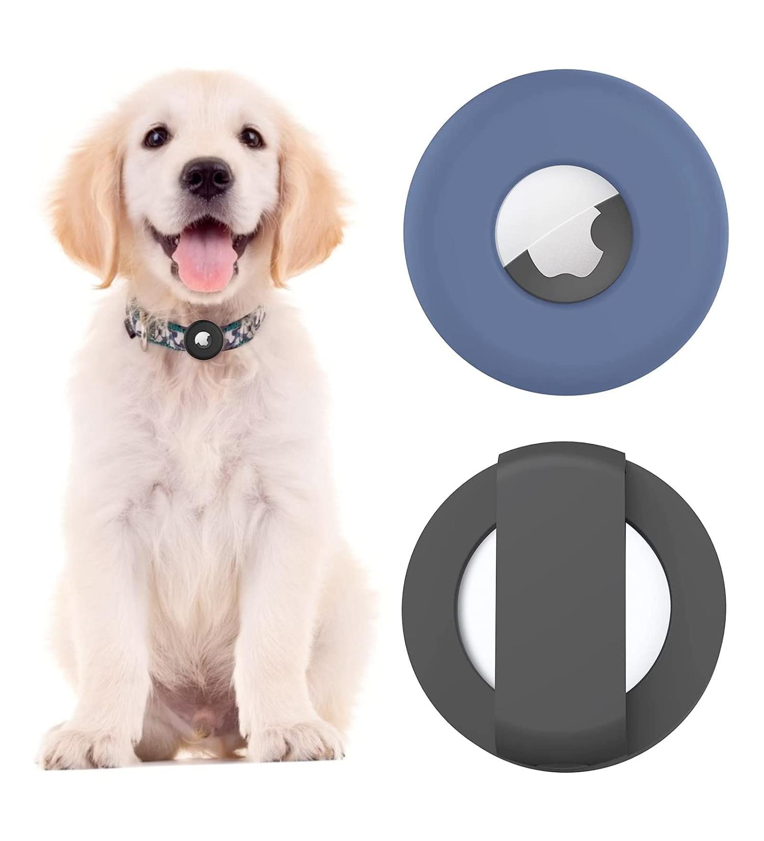 Silicone Airtag Holder for Dog Collar | Waterproof Sliding Light Shell | 2021 Cat & Dog Accessories - Blue & Black 2 Pack - Buy Online on GoSupps.com