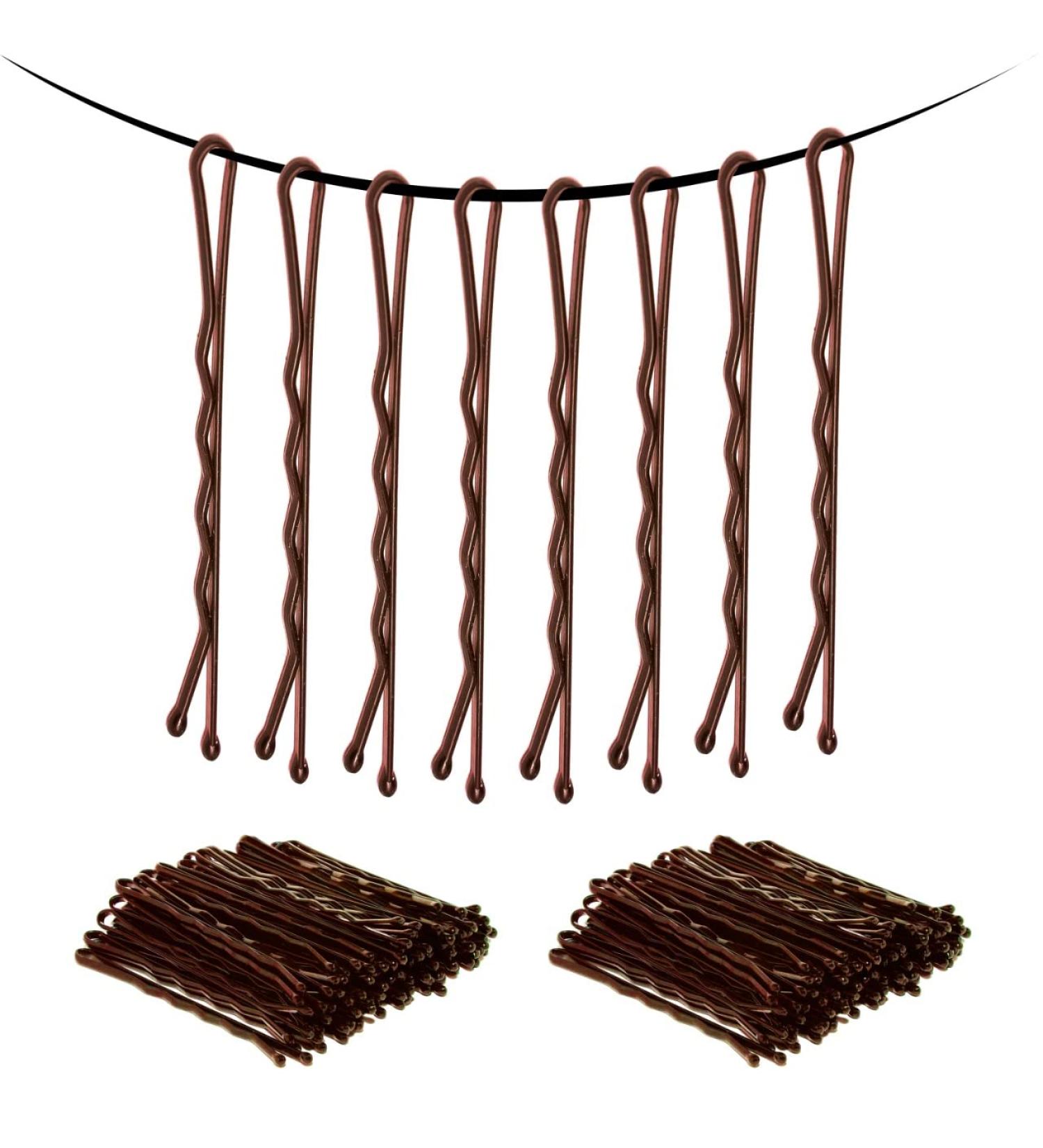 200 Brown Bobby Pins with Storage Box - Kirby Hair Grips for Hair Styling - 5.5cm/2.2 in - Ideal for Girls, Women, and Hair Salons - Buy Online on GoSupps.com