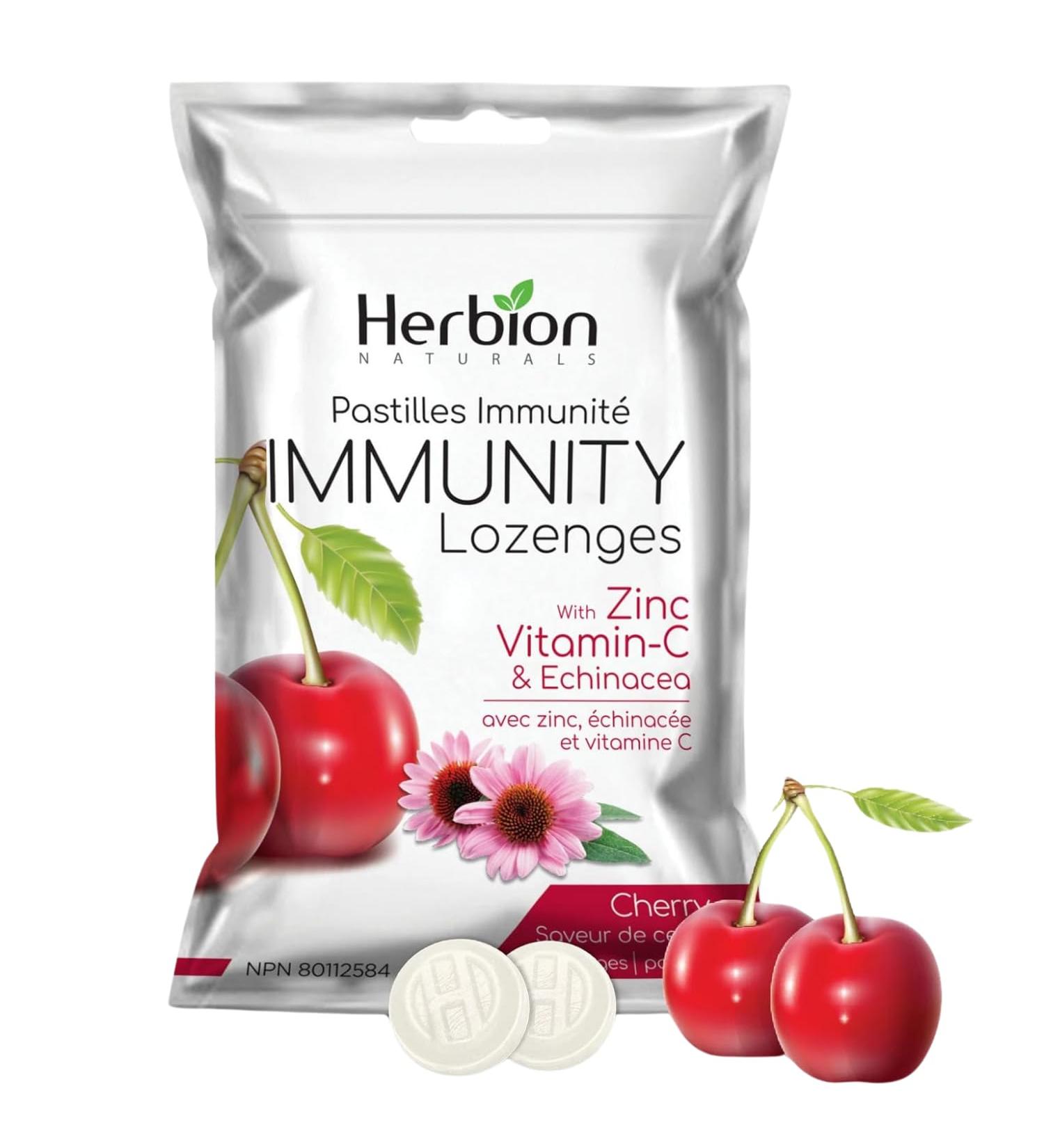 Herbion Naturals Immunity Lozenges with Zinc vitamin-C & Echinacea source of Antioxidant help Maintain & Support Immune System promote Good Health for adults & kids 6+ 25 CT Cherry Flavour - Buy Online on GoSupps.com