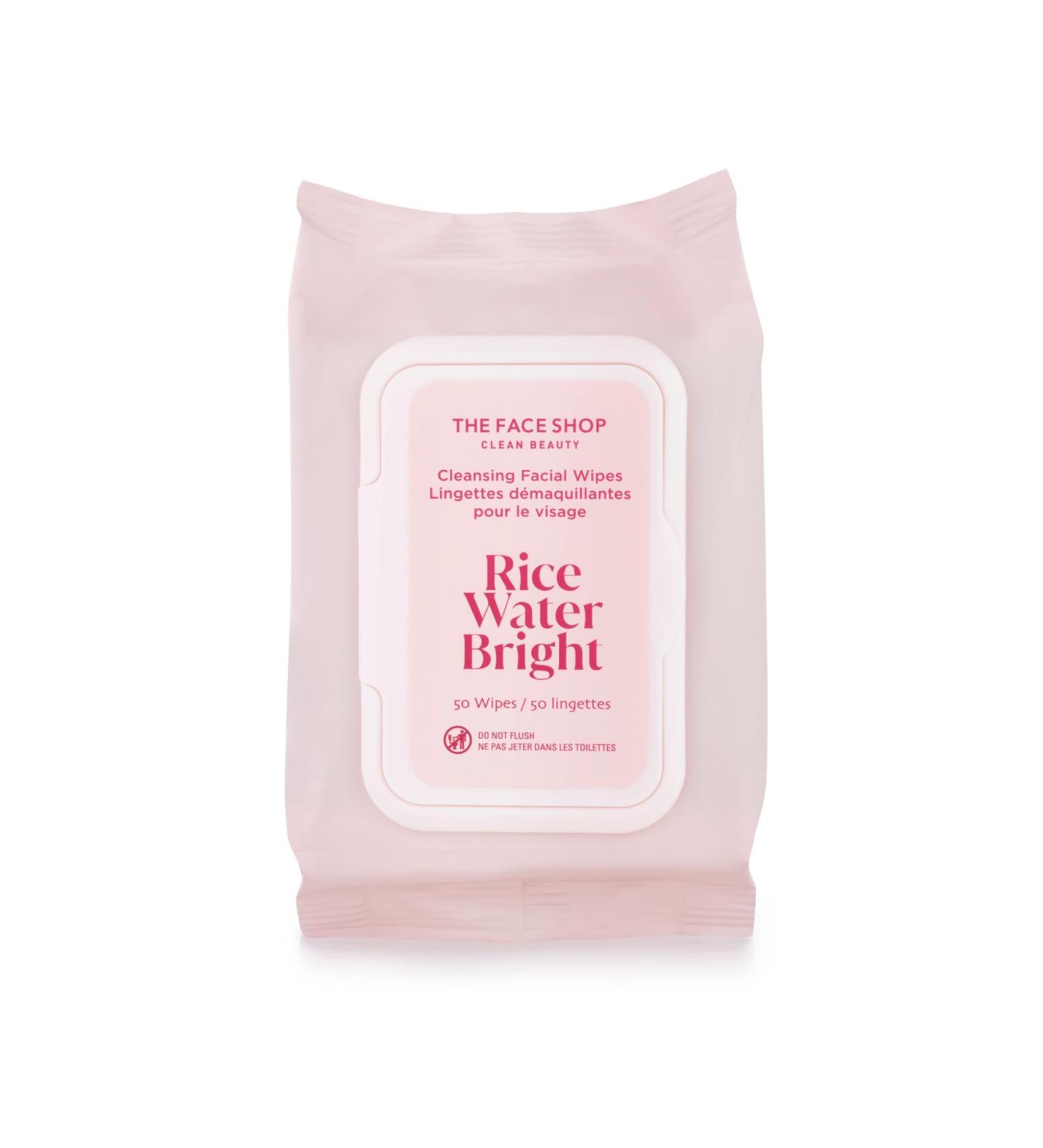 The Face Shop Rice Water Bright Makeup Remover Wipes - Vegan Cleansing Wipes for Brightening & Moisturizing - Korean Skin Care Essentials - Buy Online on GoSupps.com