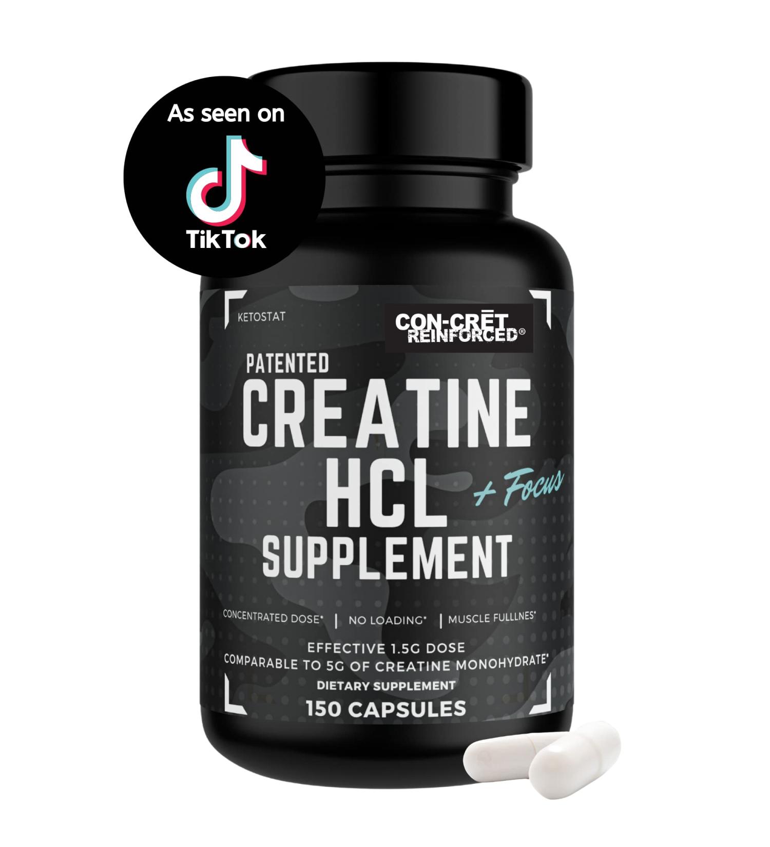 Creatine HCL Pills (1.5G) - Top Rated Creatine for Women and Men - No Bloat Creatine Capsules - Booty Gain and Muscle Builder - 150 Count - Buy Online on GoSupps.com