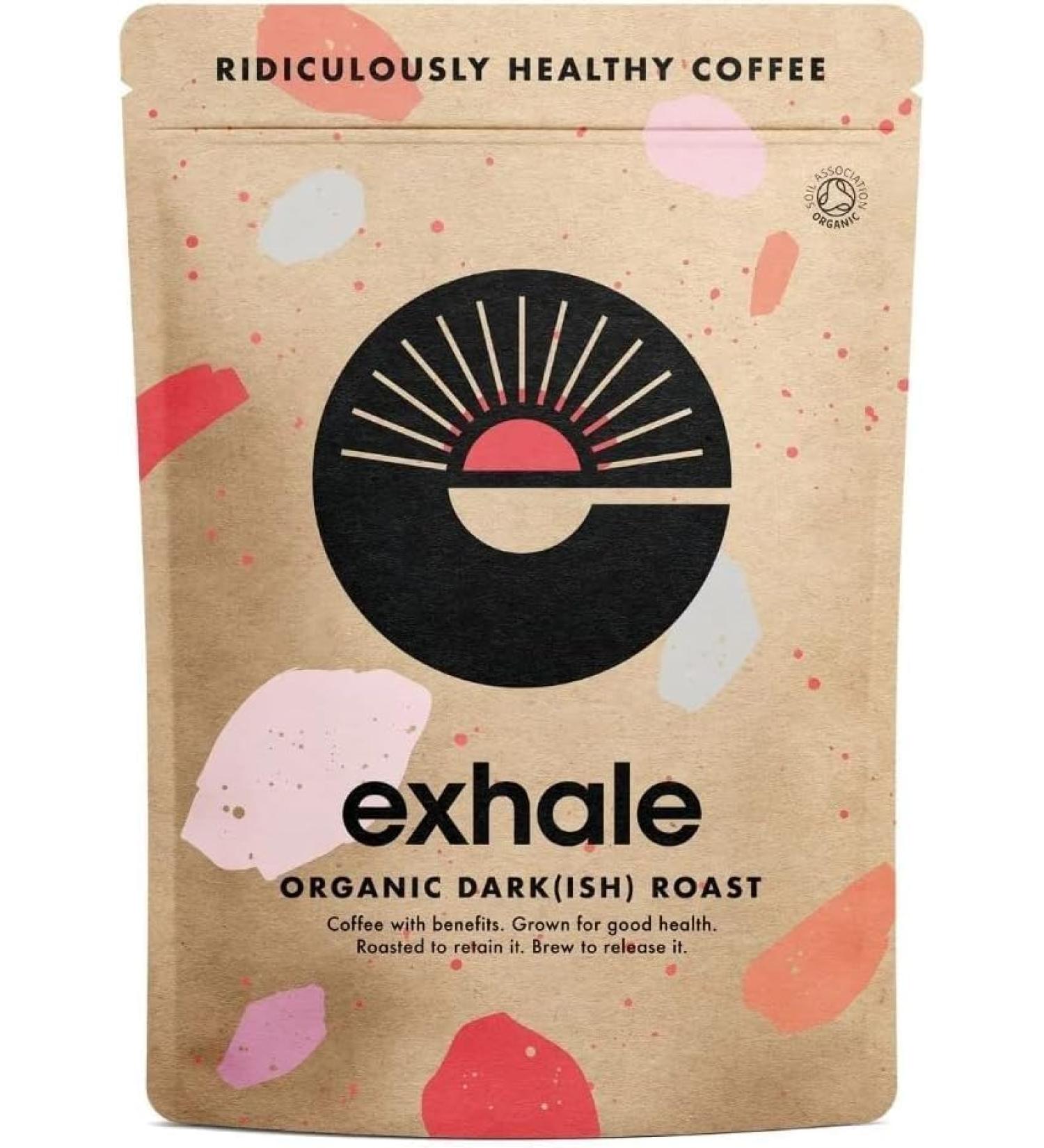 EXHALE Caf moulu fin biologique 225g - Origine unique et grains 100% Arabica. Pour Moka AeroPress et Drip - Torr faction fonc e - Buy Online on GoSupps.com