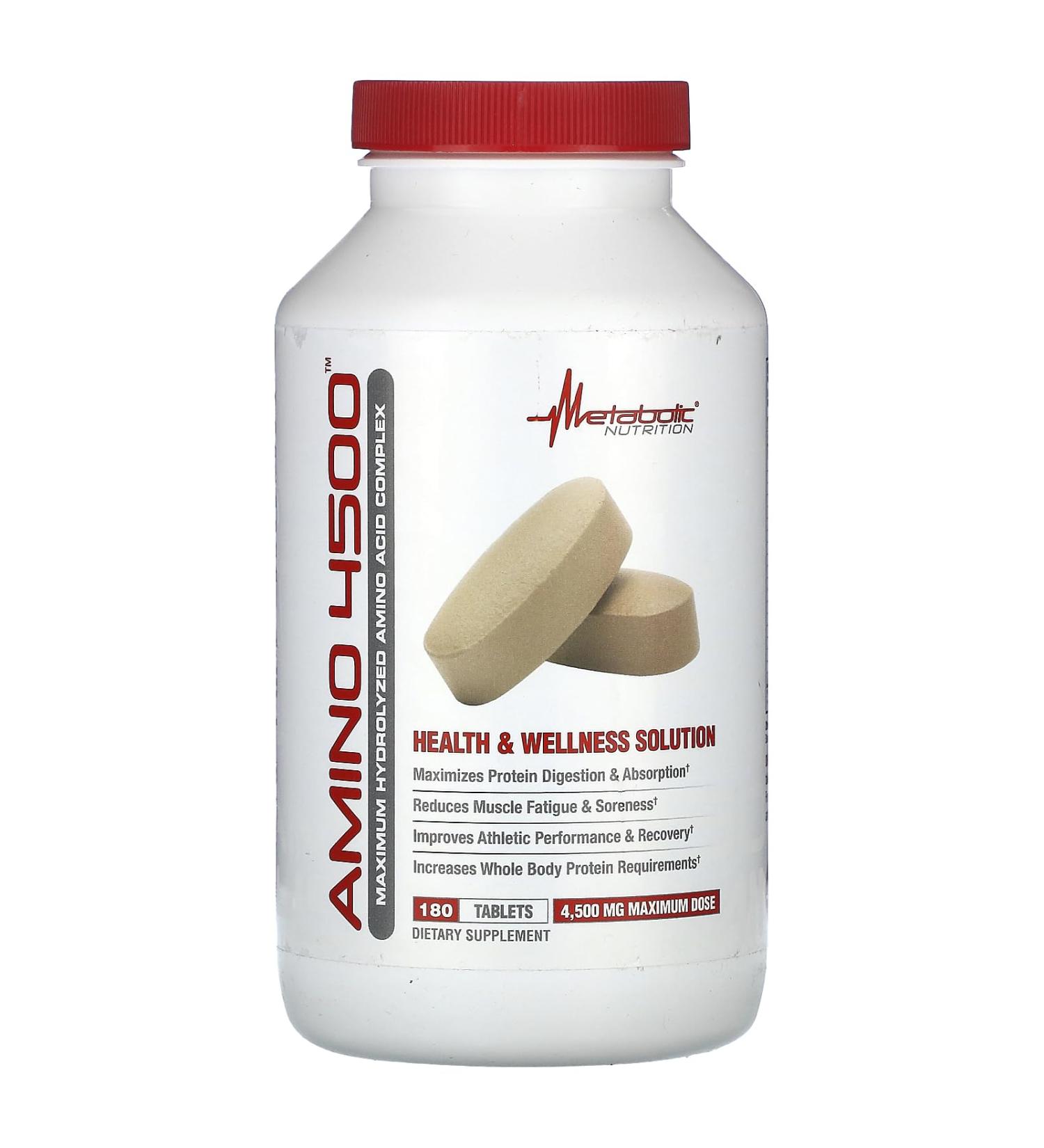 Metabolic Nutrition Amino 4500 Tablets Maximum Potency Hydrolyzed Amino Acid Complex 4500mg (180)