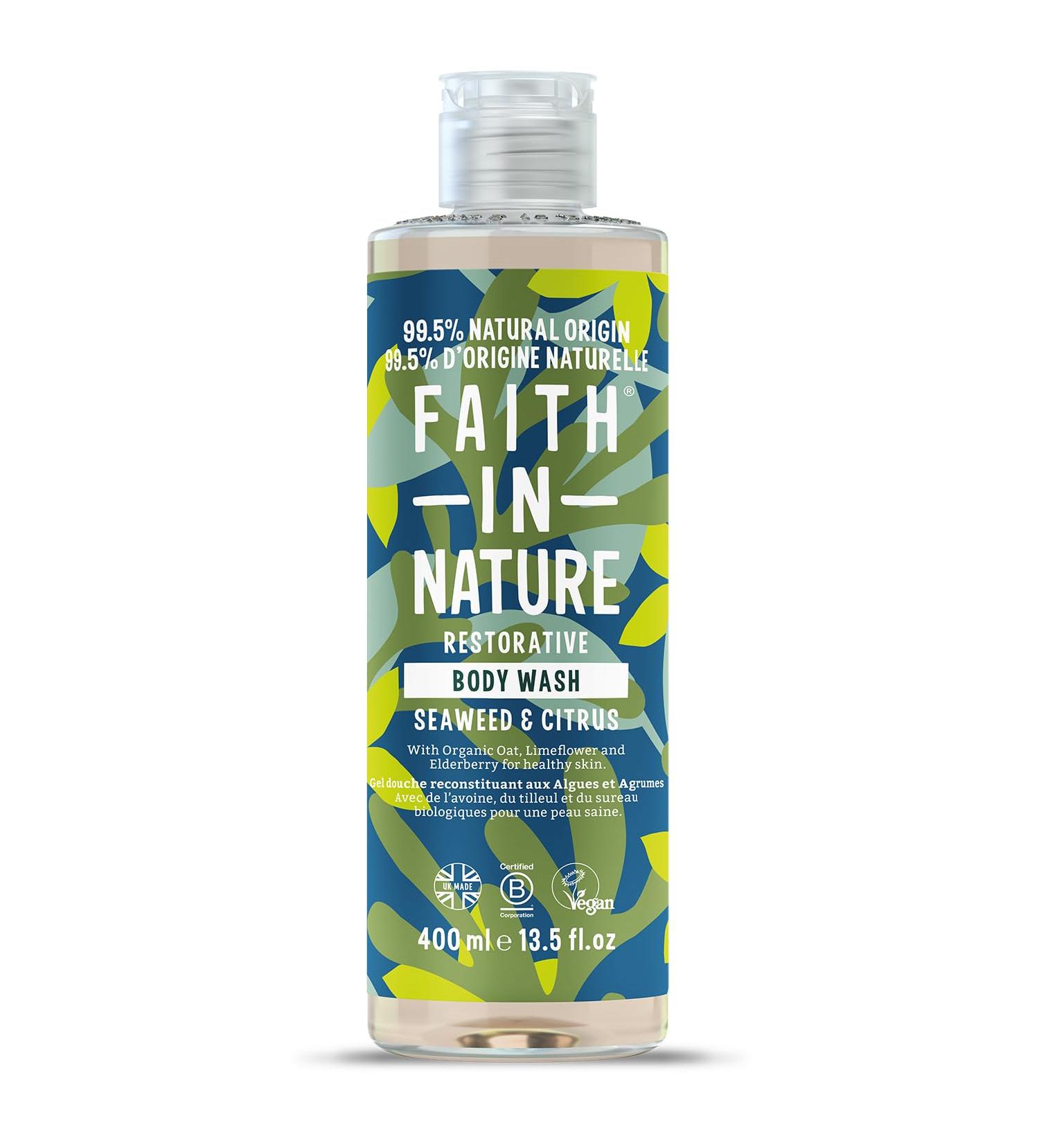 FAITH IN NATURE Faith In Nature Natural Shower Gel with Algae and Citrus Detoxifying Vegan and Cruelty-Free SLS and Paraben Free 400 ml