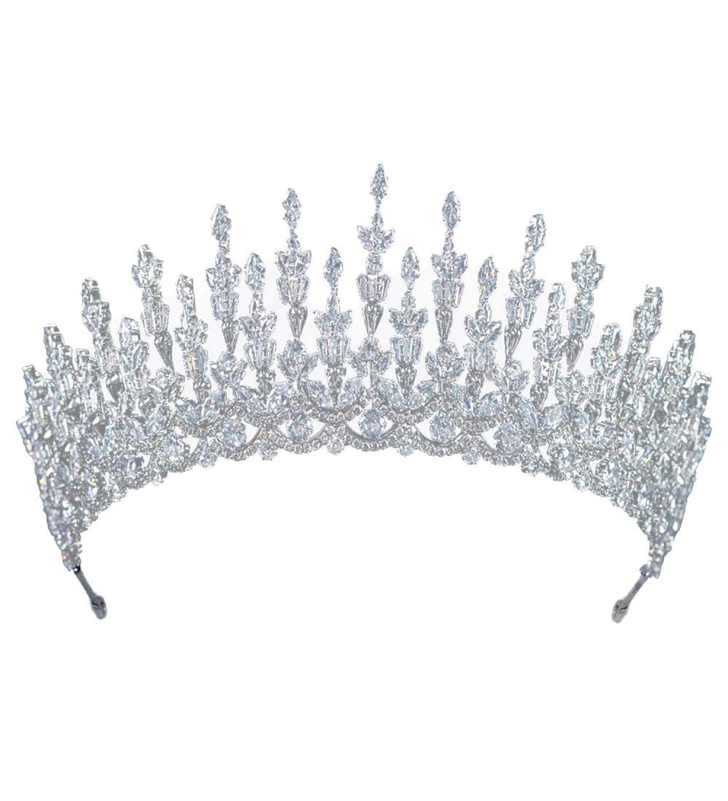 Jorsnovs Cubic Zirconia Bridal Crown - CZ Princess Tiara for Wedding, Prom & Birthday Parties - Buy Online on GoSupps.com