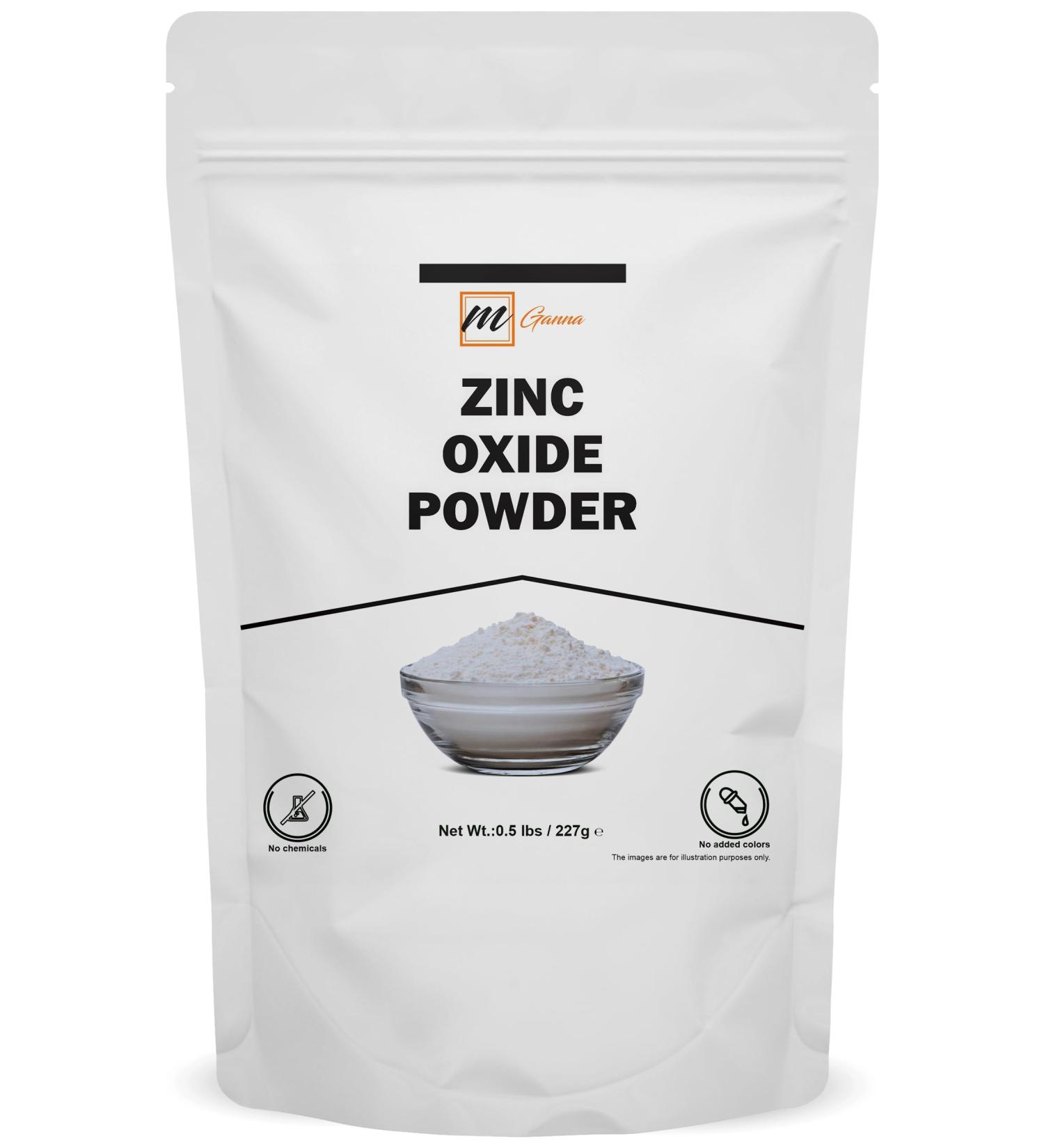mGanna 100% Natural Zinc Oxide Powder 0.5 lbs / 227 g Non-Nano and Uncoated for Cosmetic formulations - Buy Online on GoSupps.com