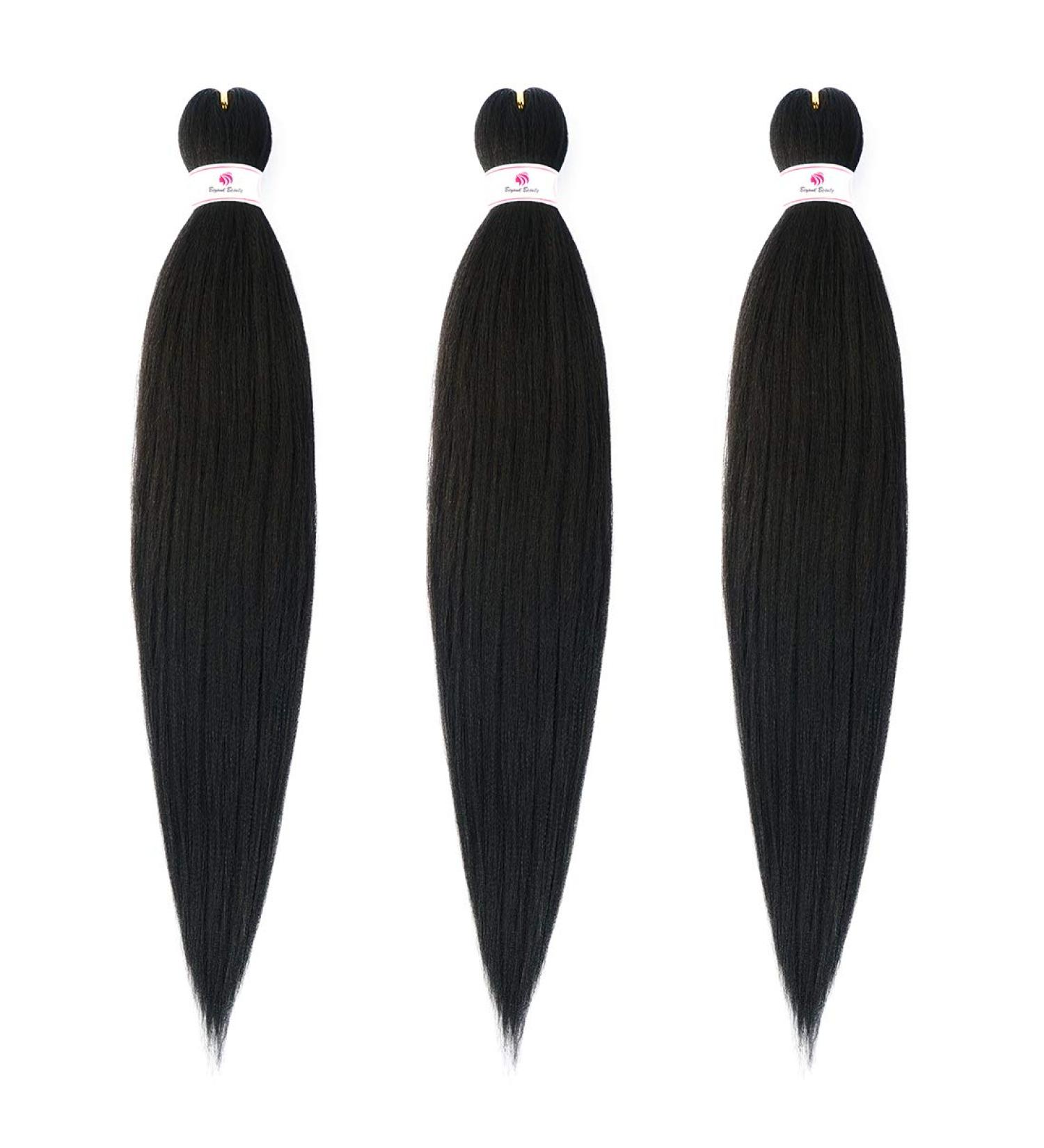 Beyond Beauty 26Inch 3Pack/Lot Pre Stretched Braiding Hair Extensions EZ Briads Hot Water Setting Yaki Braiding Hair(#1B) 3Packs-26Inch #1B - Buy Online on GoSupps.com