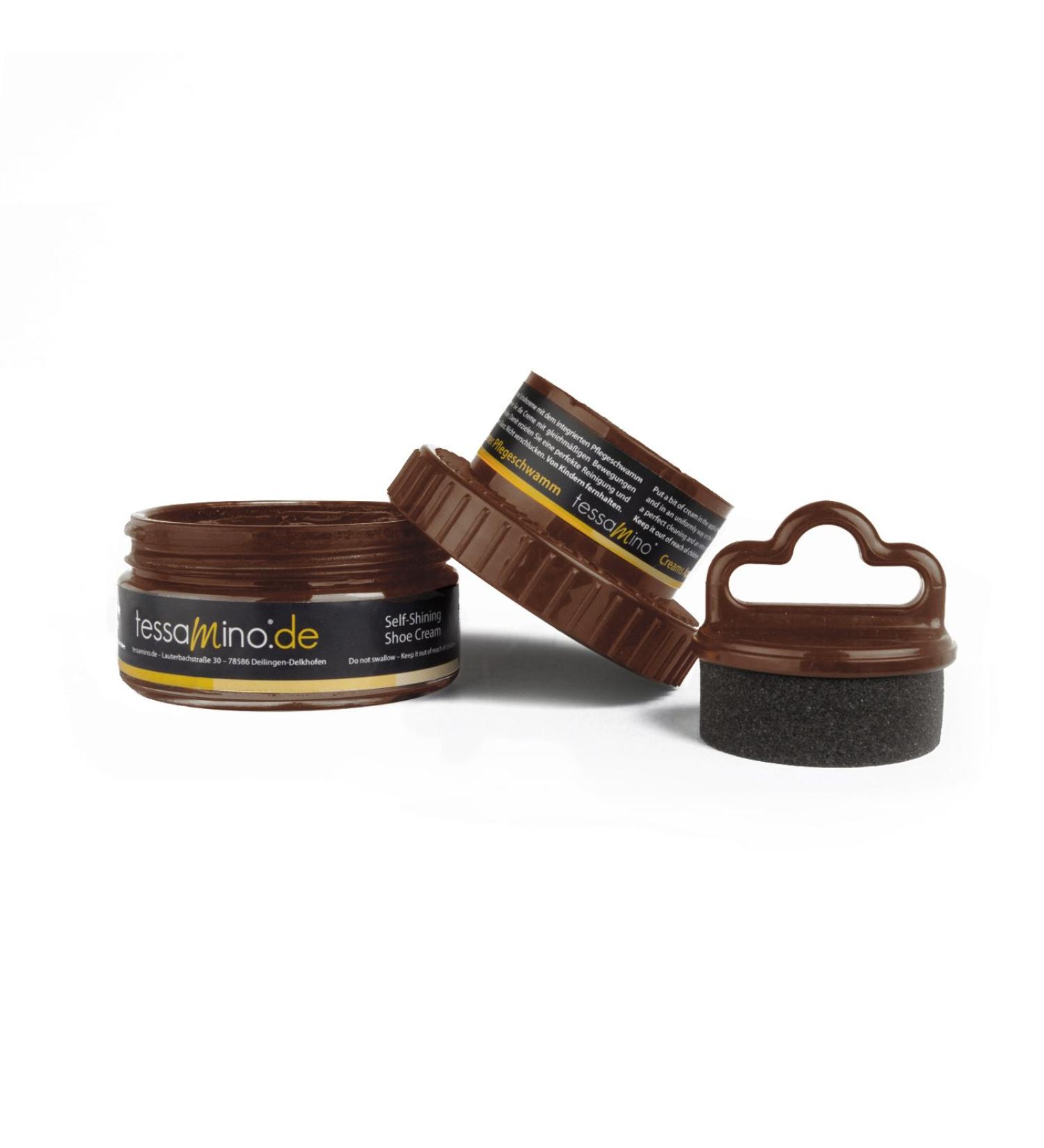 Natural Feet Shoe Polish for Deer Leather with Integrated Care Sponge 50ml Light Brown