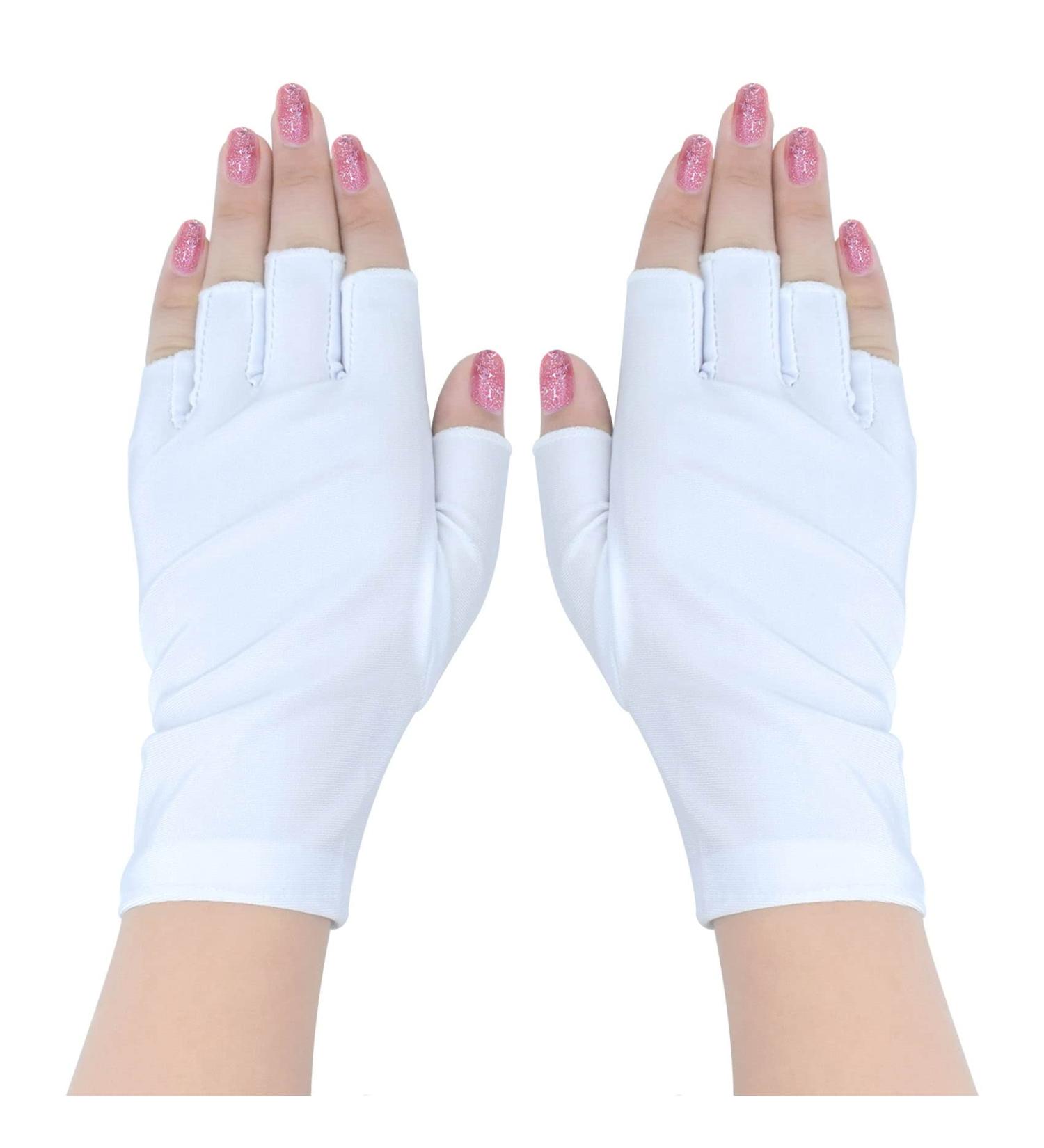 FOHOLA 2 Pairs Fingerless Gloves UV Gloves for Gel Nails Anti UV Gloves for Nail Lamp UV Protection for Nail Design(White) (M 2) M 2.0 - Buy Online on GoSupps.com