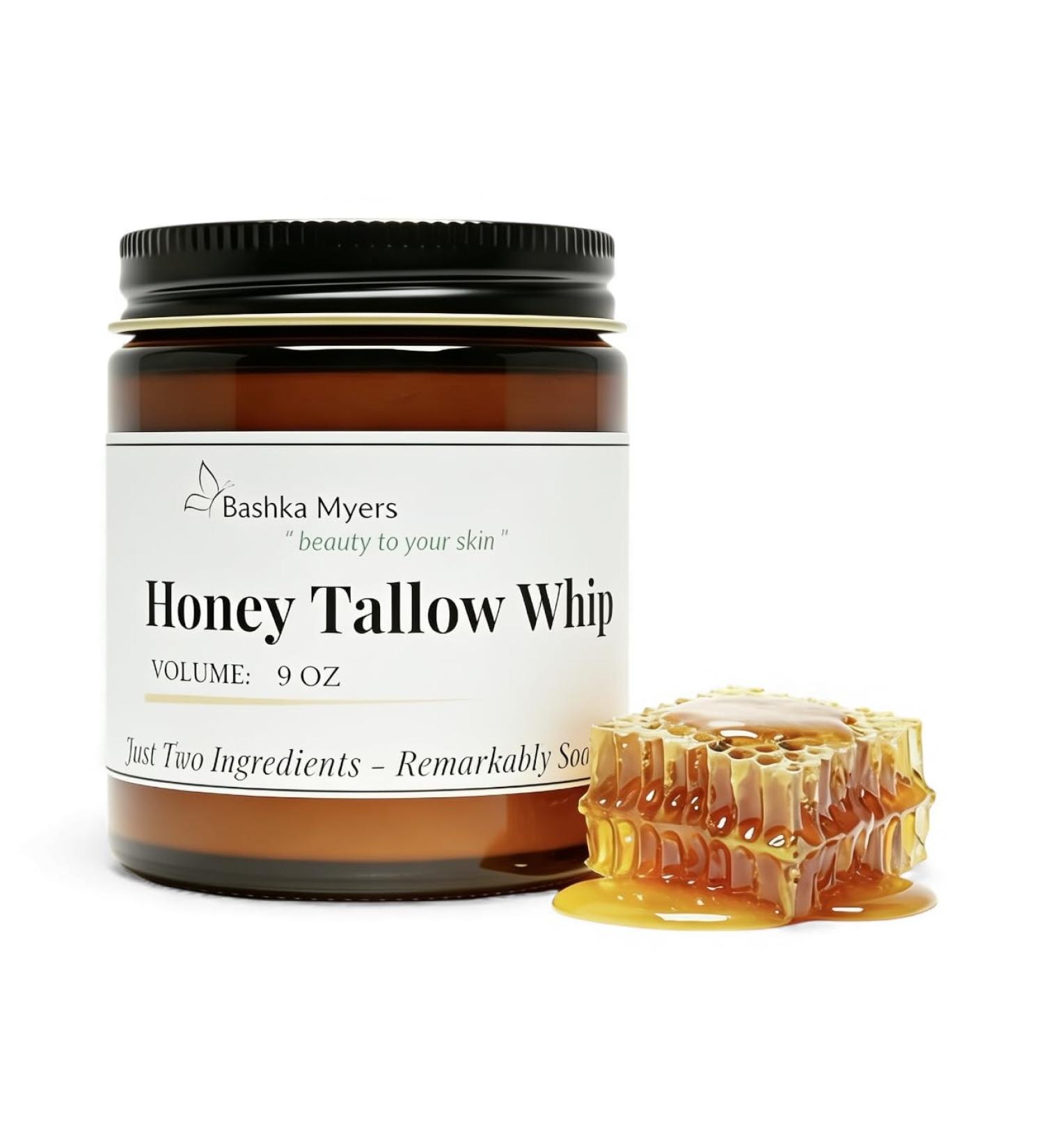Bashka Myers 9 oz Honey Tallow Whip 2-Ingredient Moisturizer | Grass-Fed & Grass-Finished Beef Tallow and Raw Organic Honey | Ultra-Nourishing Face & Body Cream | Handcrafted Natural Skincare - Buy Online on GoSupps.com