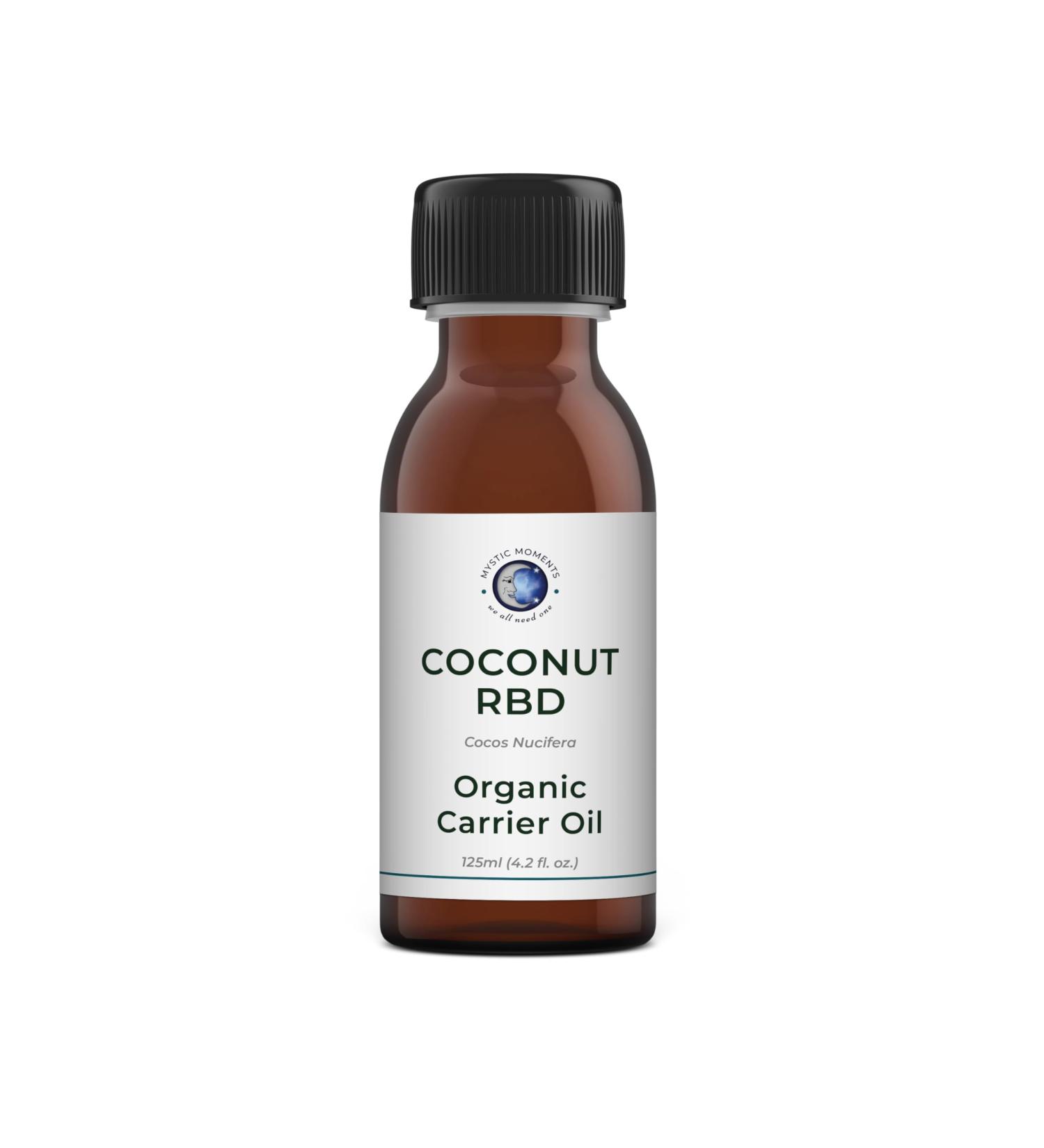 Organic Coconut RBD Oil 250ml | Mystic Moments - Pure & Natural | Ideal for Hair Face Nails Aromatherapy & Massage | Vegan & GVO - Buy Online on GoSupps.com