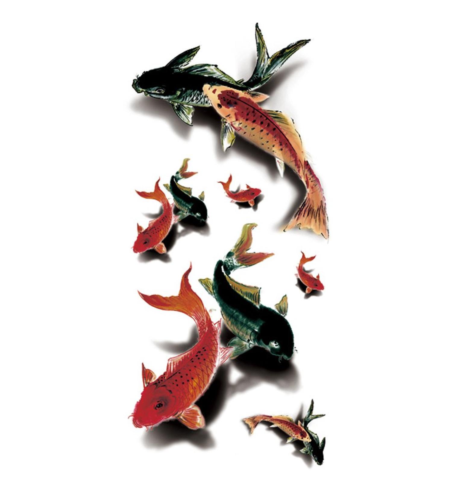 TAFLY Waterproof 3D Colorful Fish Fake Tattoo Stickers - 5 Sheets - Buy Online on GoSupps.com