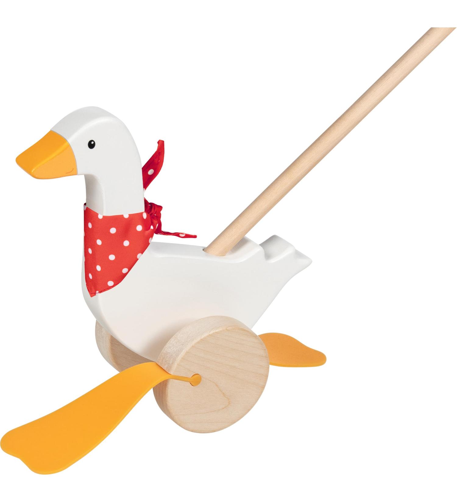 goki 54860 Push-along animal Bertha the goose | Wooden walking aid for toddlers multi-coloured one size