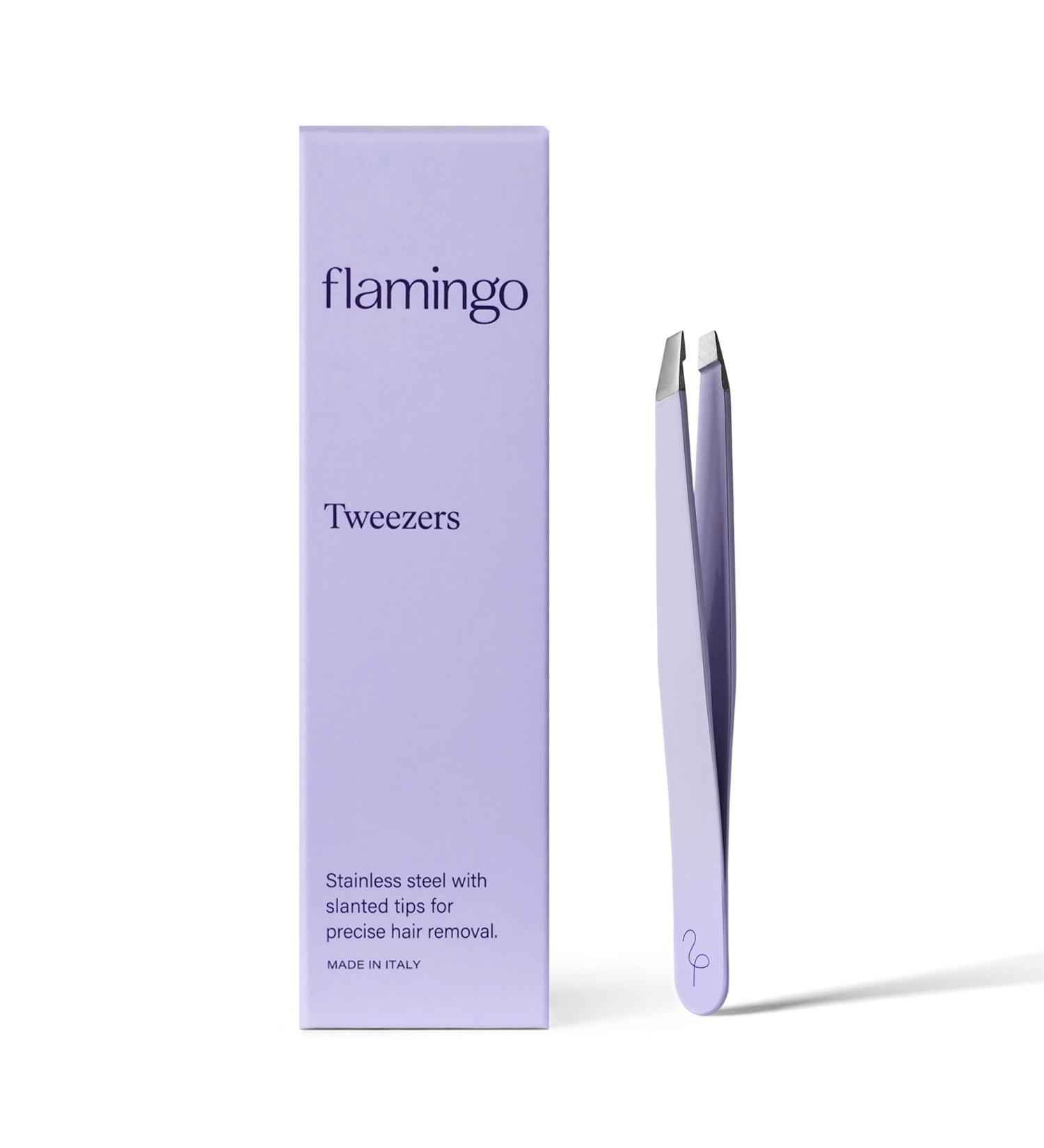 Flamingo Stainless Steel Slant Tip Tweezers for Precision Hair Removal - Lilac - Buy Online on GoSupps.com