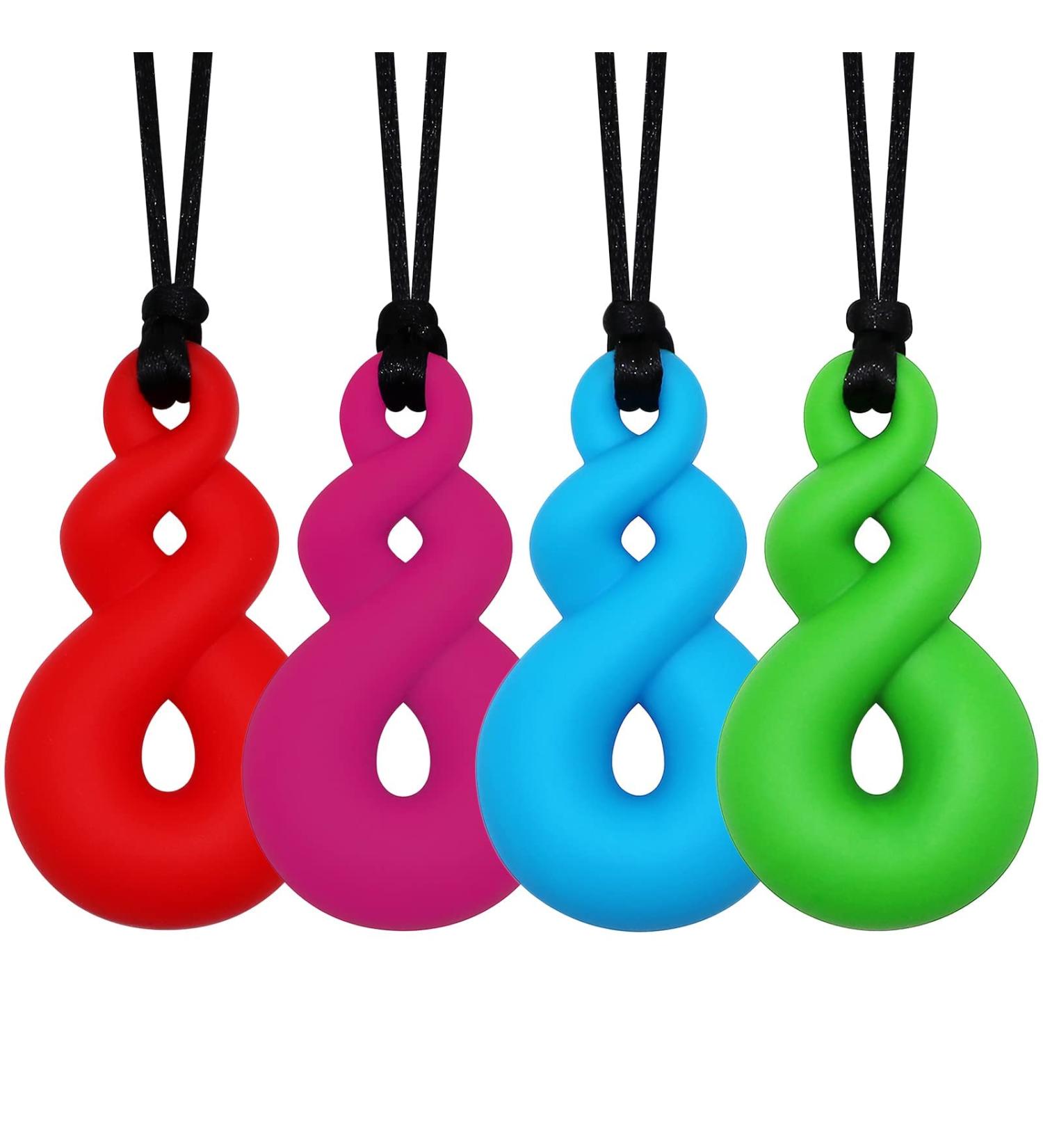 Chew Necklaces for Sensory Kids - Silicone Chewy Necklace Sensory Toys - 4 Pack - Buy Online on GoSupps.com