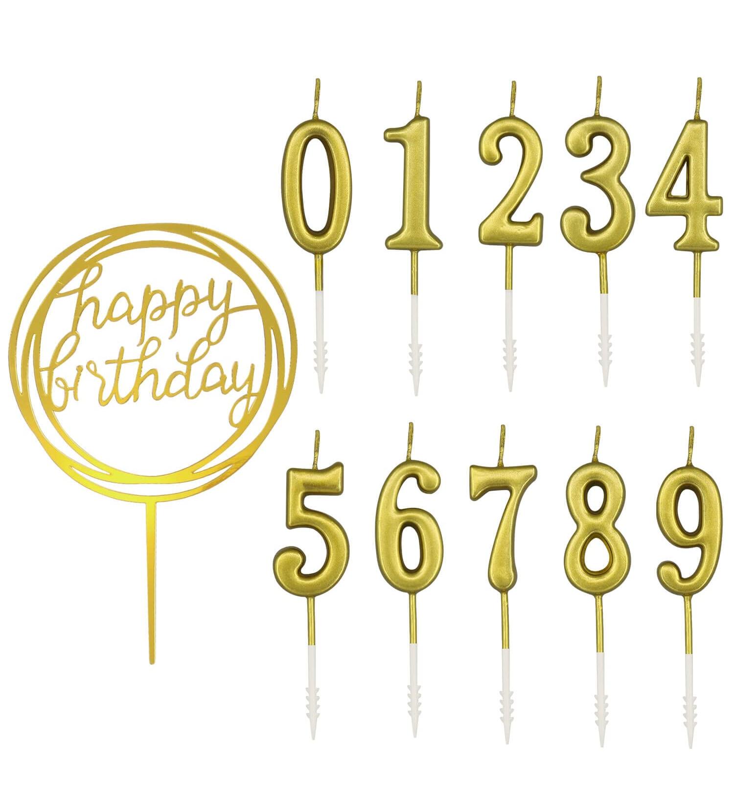 IBLESSU 10-Pieces Number Birthday Candles - Happy Birthday Cake Candles Number 0-9 Glitter Cake Topper Decoration for Birthday Party Anniversary Kids Adults (Gold) - Buy Online on GoSupps.com