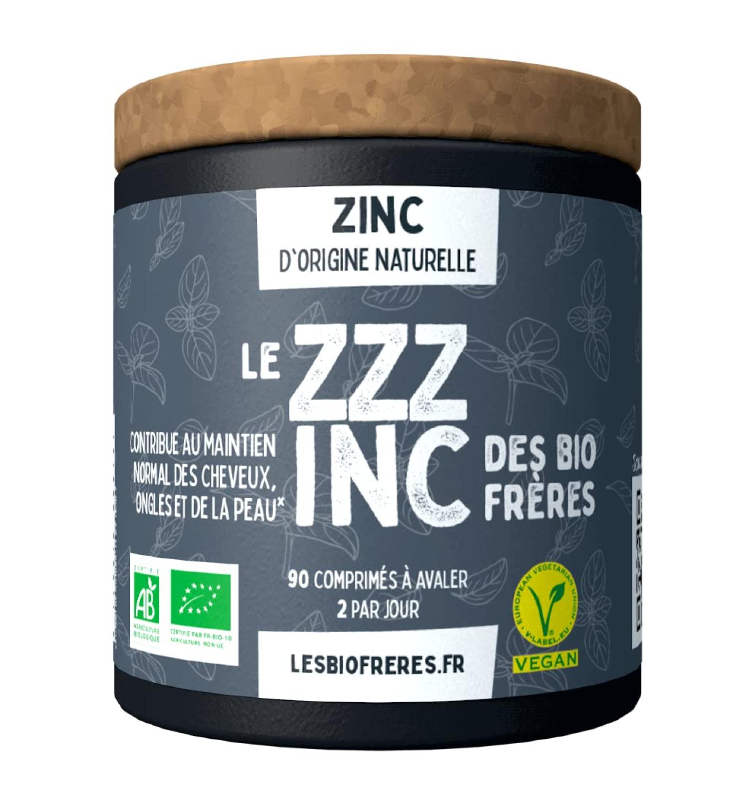 Natural Zinc Immunity Hair & Skin Fights Acne 90 Vegan Swallow Tablets Optimal Assimilation Les Bio Fr res - Buy Online on GoSupps.com