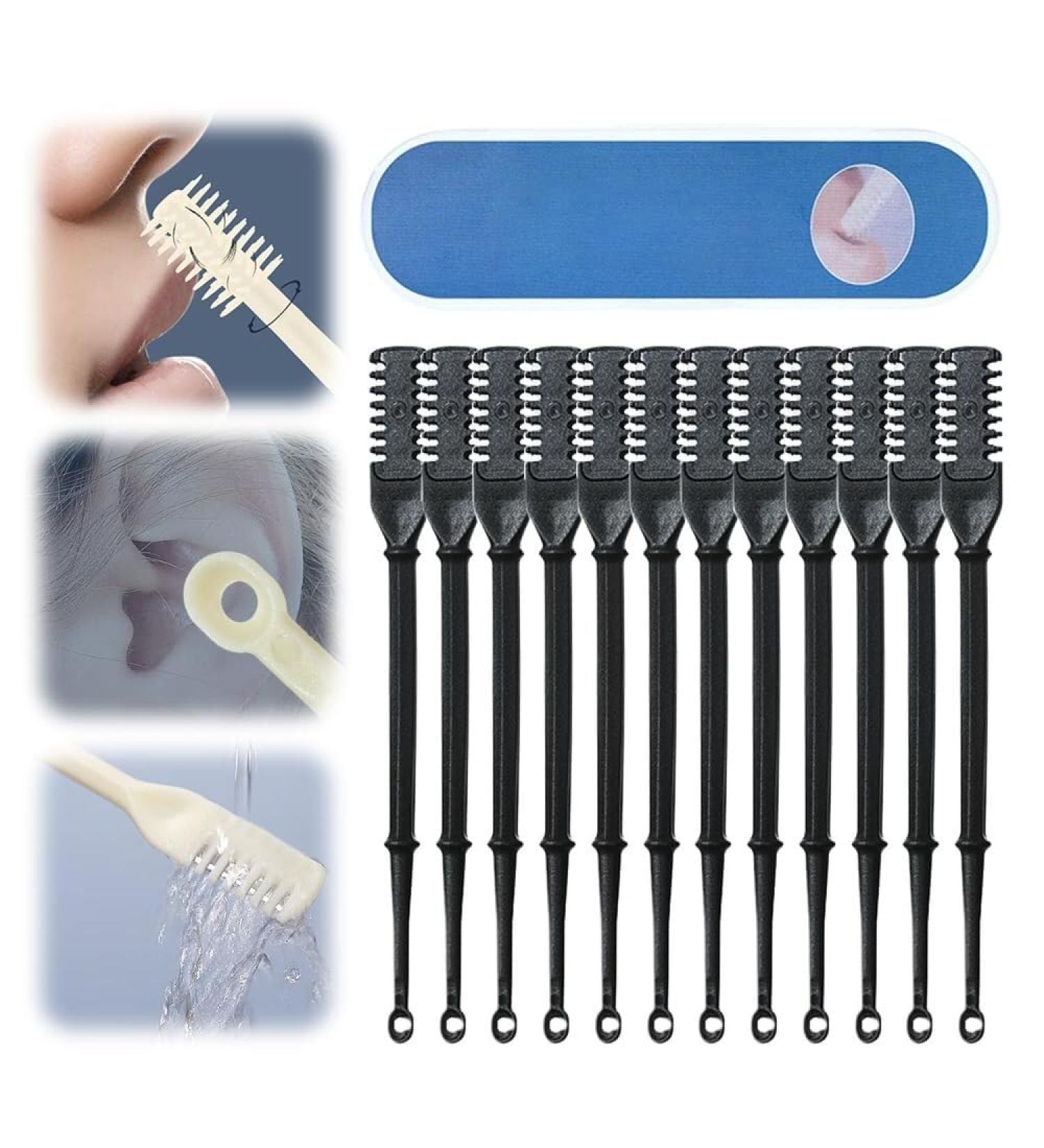 2-in-1 Nasal Hair Cutter Double Sided Nose Hair Knife Nose Manual Nose Hair Trimmer 360 Rotating Manual Nose Hair Trimmer Rotating Nasal Hair Razor Cutter with Ear Picker(Black-12pcs) - Buy Online on GoSupps.com