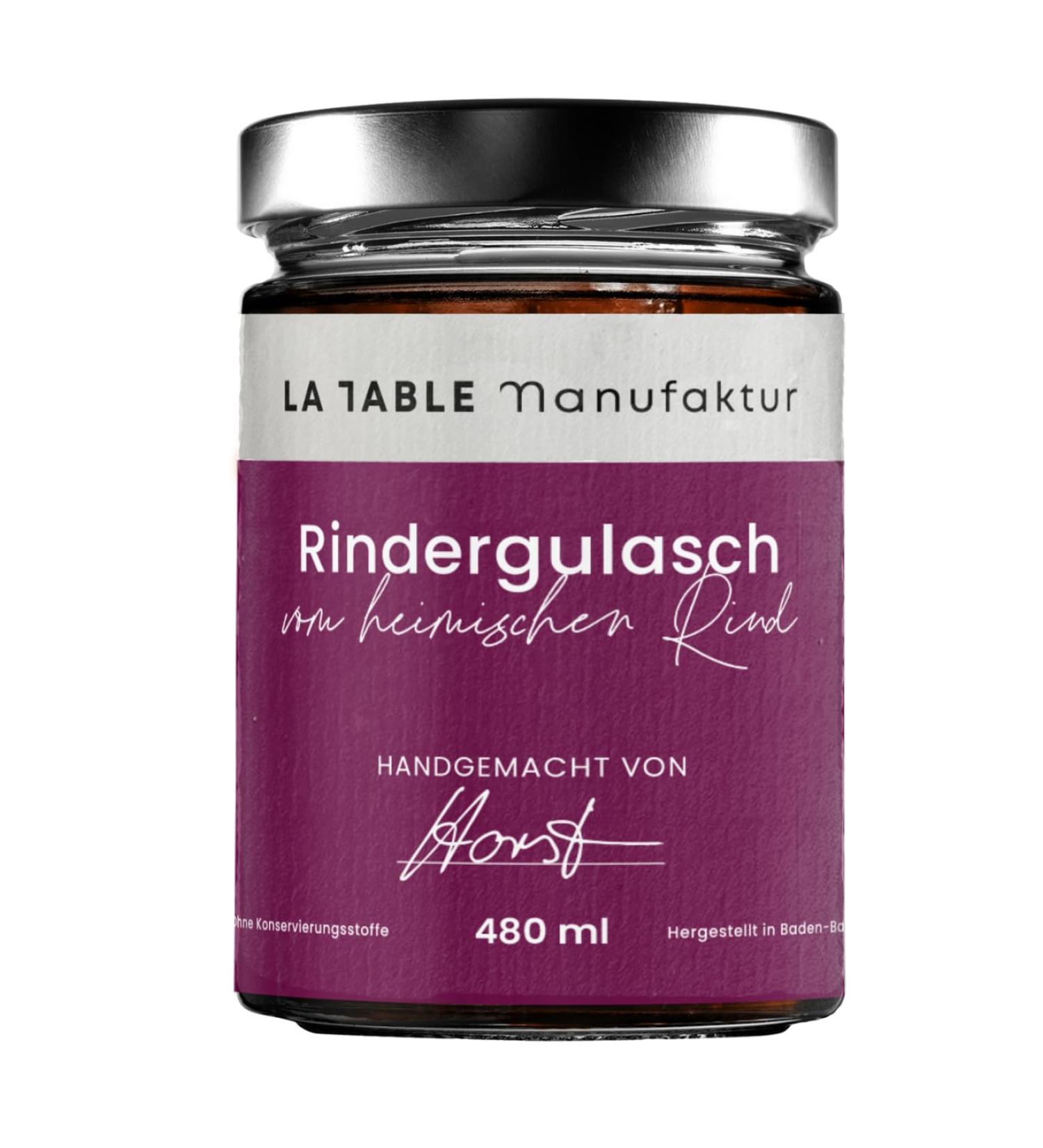  La Table Manufaktur LA TABLE MANUFAKTUR Beef Goulash 480 ml | Regional Beef | Fresh Ingredients | Restaurant & Deli Quality for Home | Prepared by Top Chefs | Shelf Life 12 Months Unrefrigerated - Buy Online on GoSupps.com