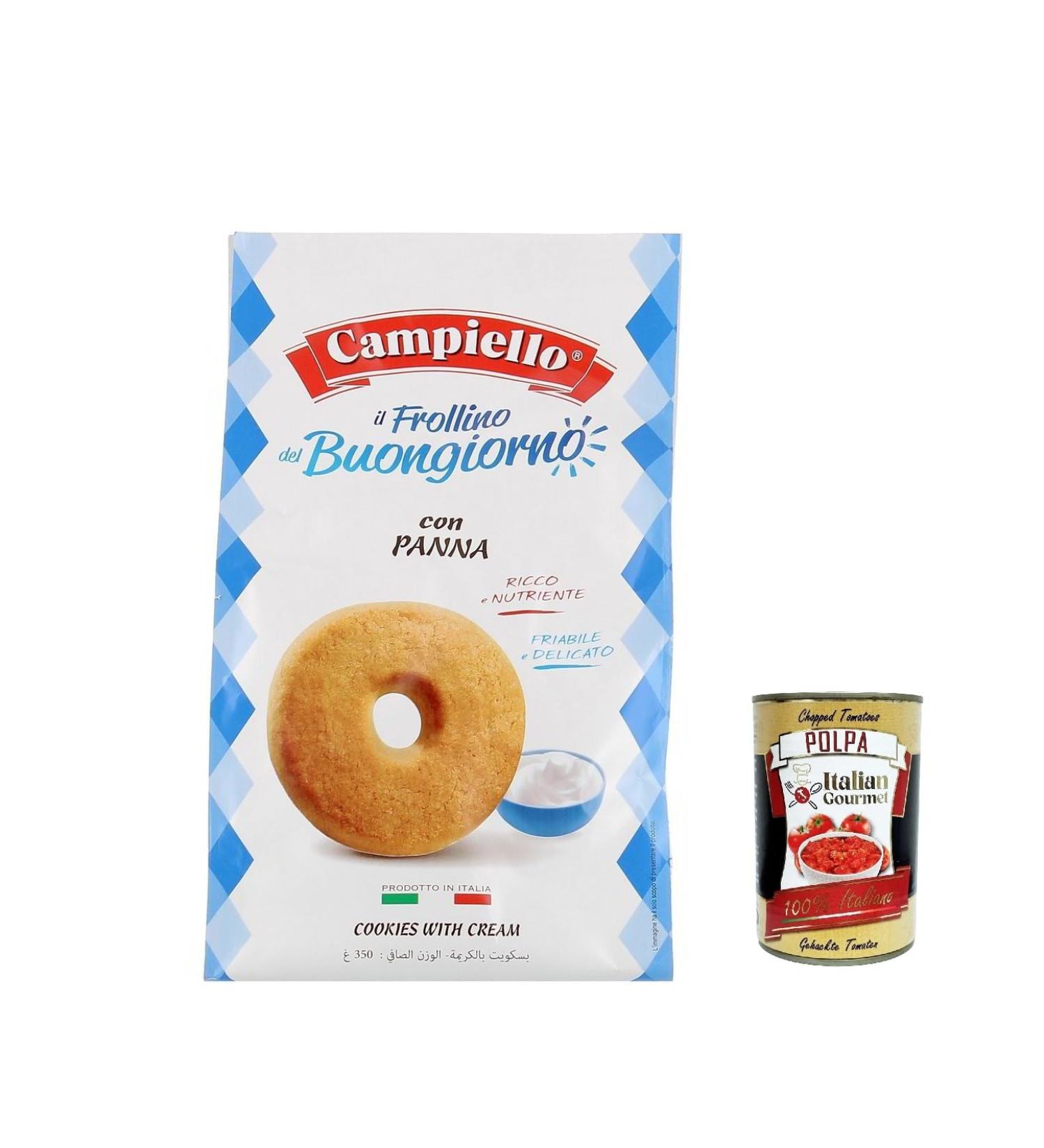  Italian Gourmet E.R. Campiello i Biscotti del Buongiorno Frollini alla panna cream shortbread cookies with cream 350g cookies 100% Italian cookies + gourmet Italian pulp 400g - Buy Online on GoSupps.com
