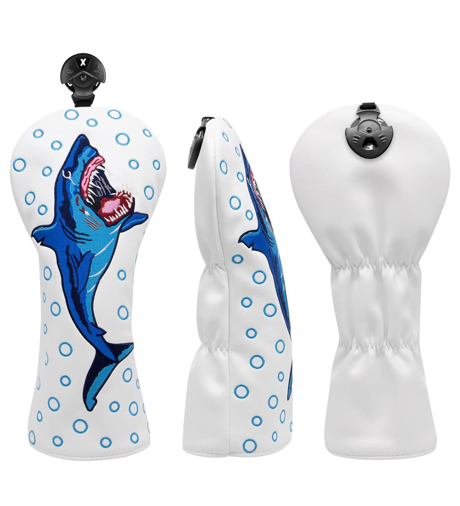 Shark Embroidery Golf Head Covers Set - Driver, Fairway, Hybrid, Putter for Titleist & Callaway - Buy Online on GoSupps.com