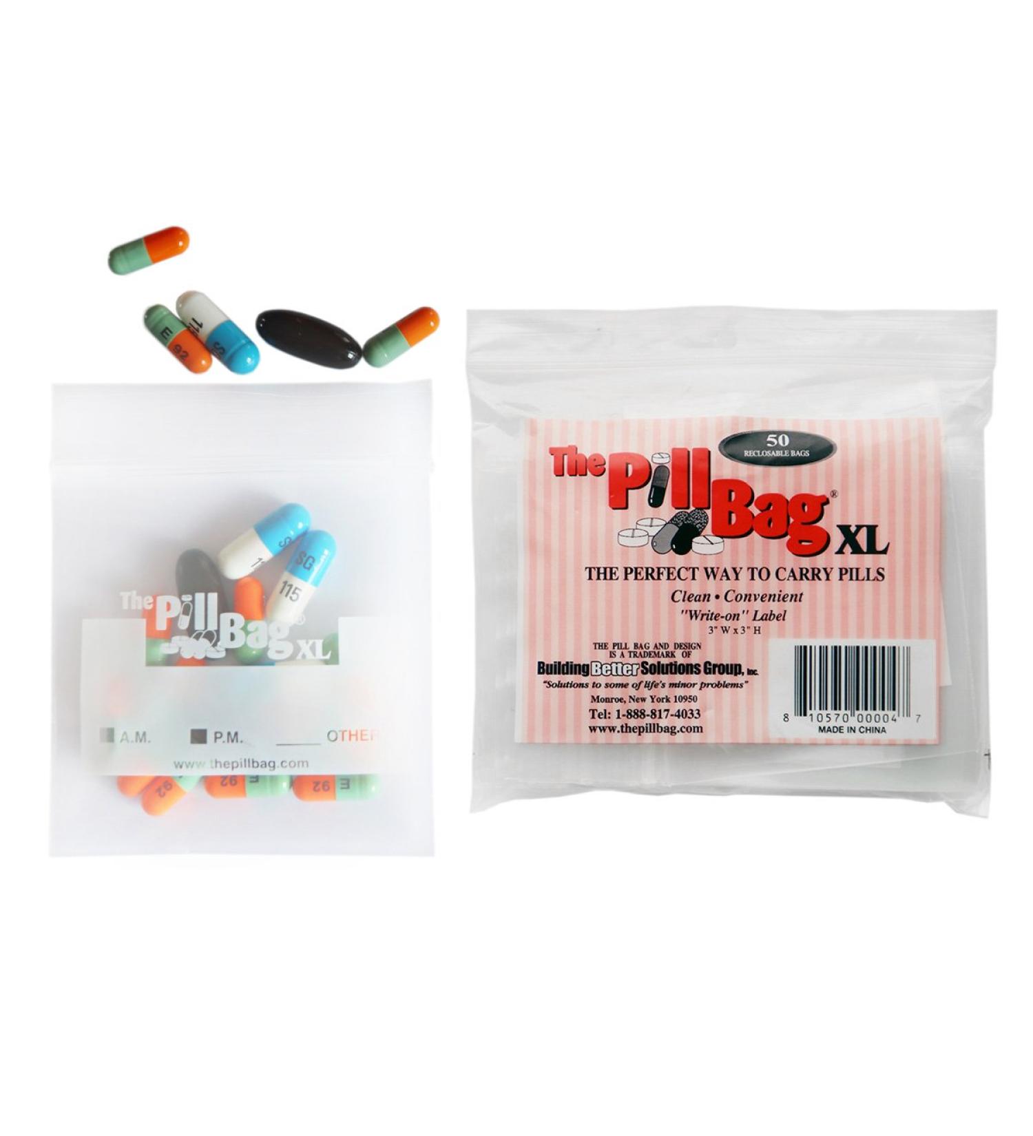 XL Medicine Pill Organizer with AM/PM Labels | Resealable Disposable Pouches for Vitamins Gummies & More | Travel-Friendly Plastic Pill Bags | 50 Count - Buy Online on GoSupps.com